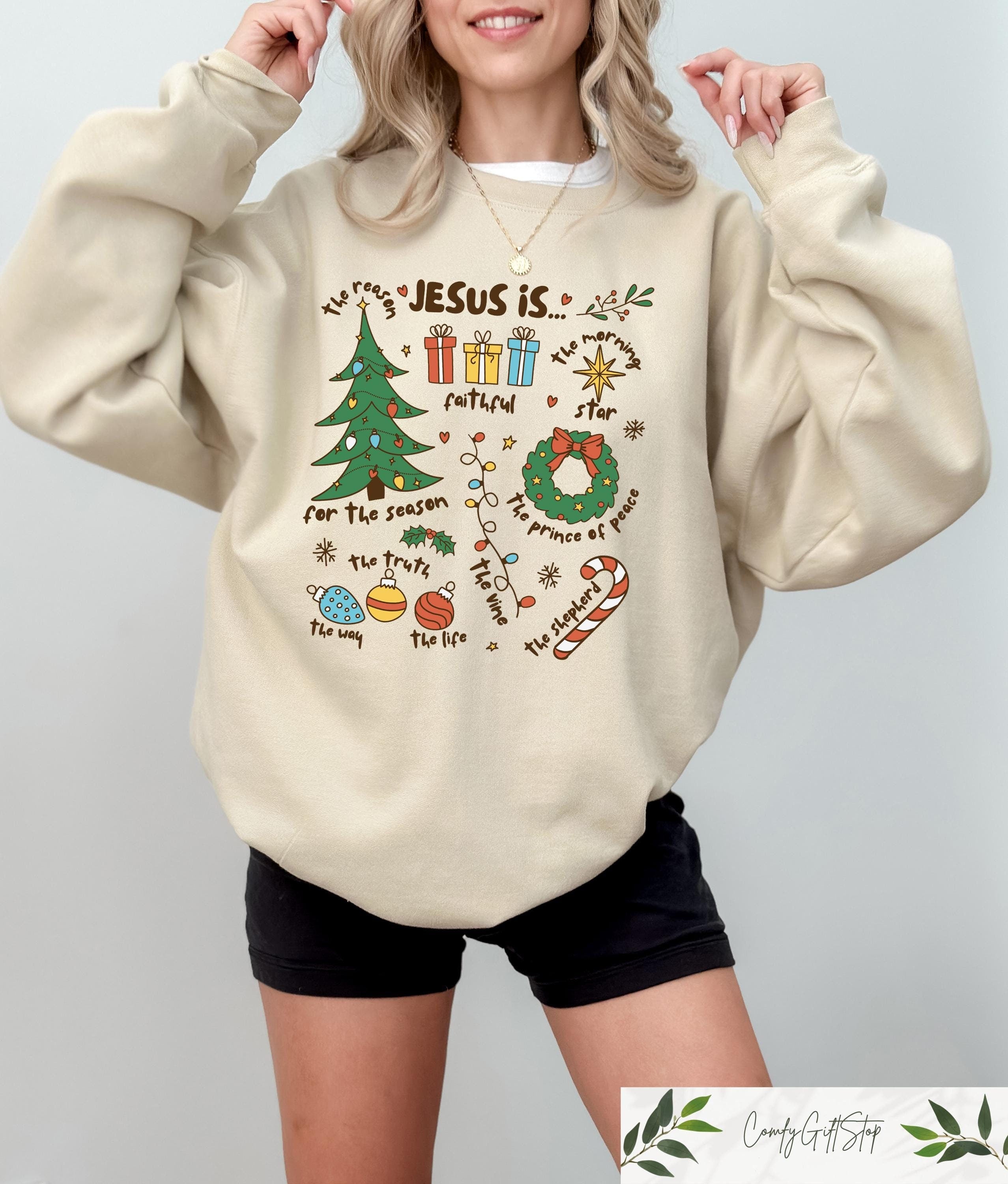 Christmas Sweatshirt Jesus Is The Reason Tshirt Retro Christmas Sweater Christian Christmas Shirt Retro Nativity Tee Christmas Gift Sweatshirt – Easygoing Wear · Must-Have Style