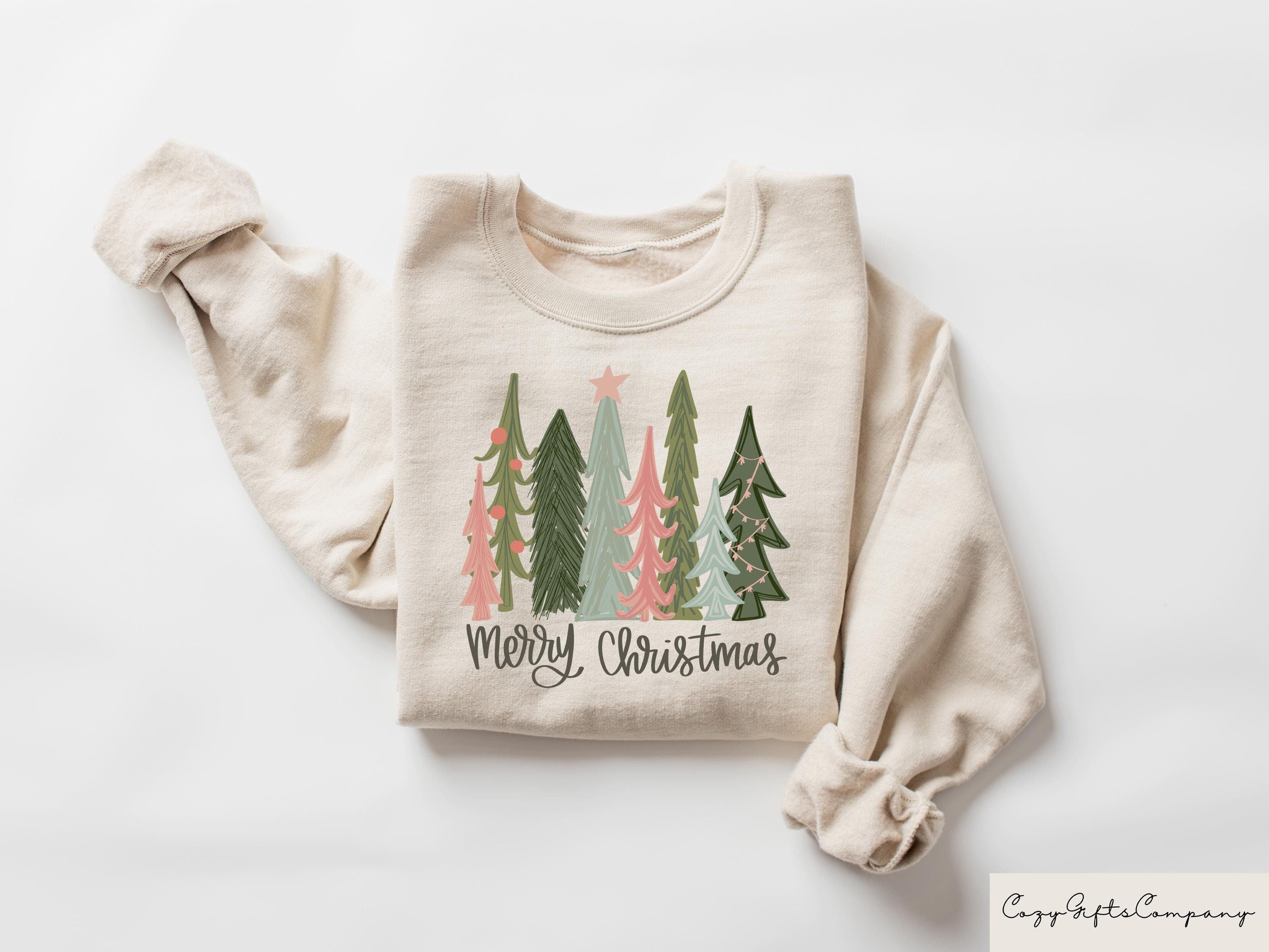 Merry Christmas Tree Sweatshirt Merry Bright Christmas Sweatshirt Christmas Gift Holiday Sweater Womens Christmas Shirt Winter Shirt Sweatshirt – Feel-Good Design · Great Gift For Fans