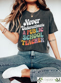 Never Underestimate A Public School Teacher Kamala Harris Shirt Harris Walz 2024 Rally Tee Tim Walz DNC Quote Sweatshirt Educator Gift Sweatshirt – Aesthetic Look · Must-Have Style