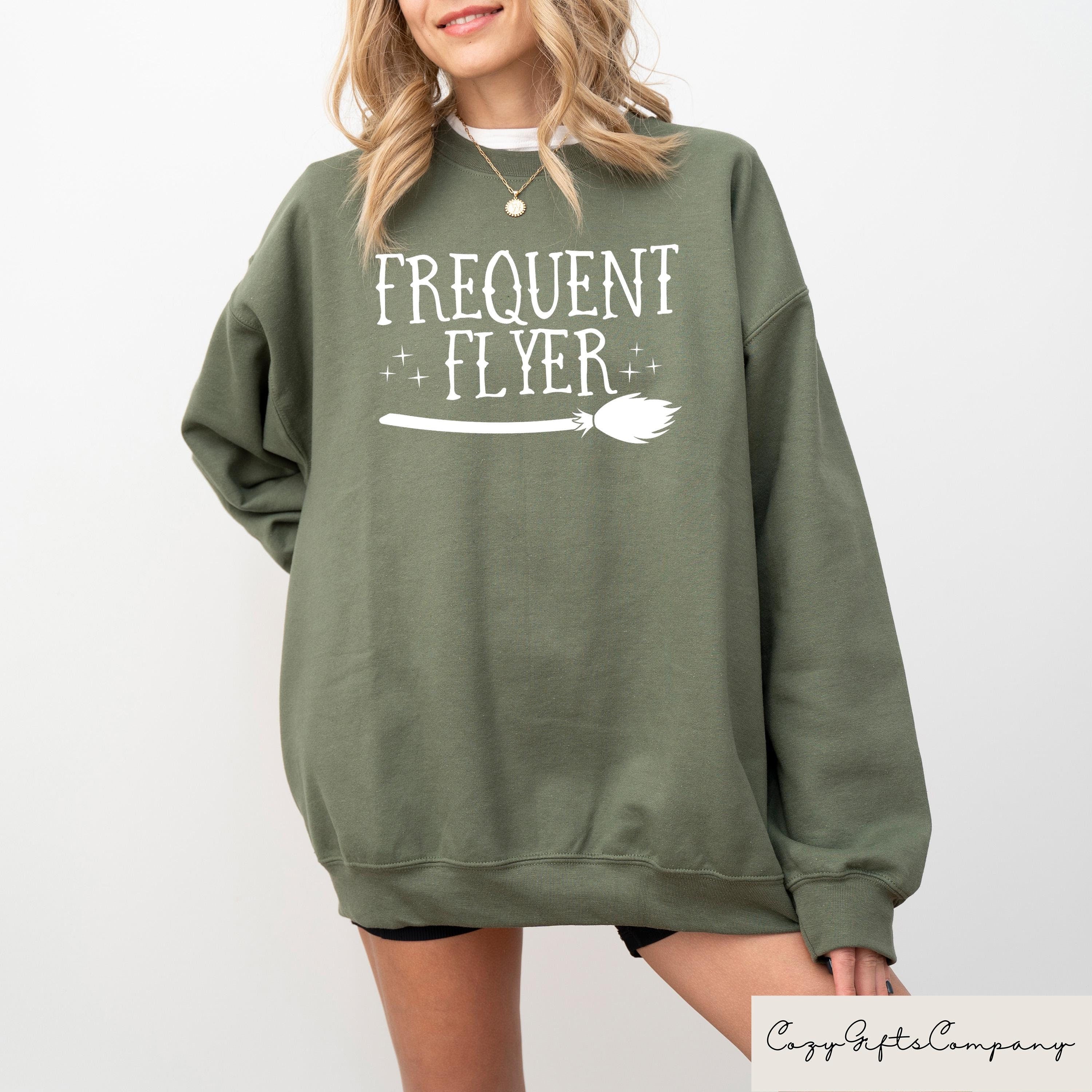 Frequent Flyer Sweatshirt Halloween Women Sweater Halloween Gifts Halloween Crewneck Witchy Clothing Halloween Teacher Shirts Sweatshirt – Soft Feel · Perfect For Daily Wear