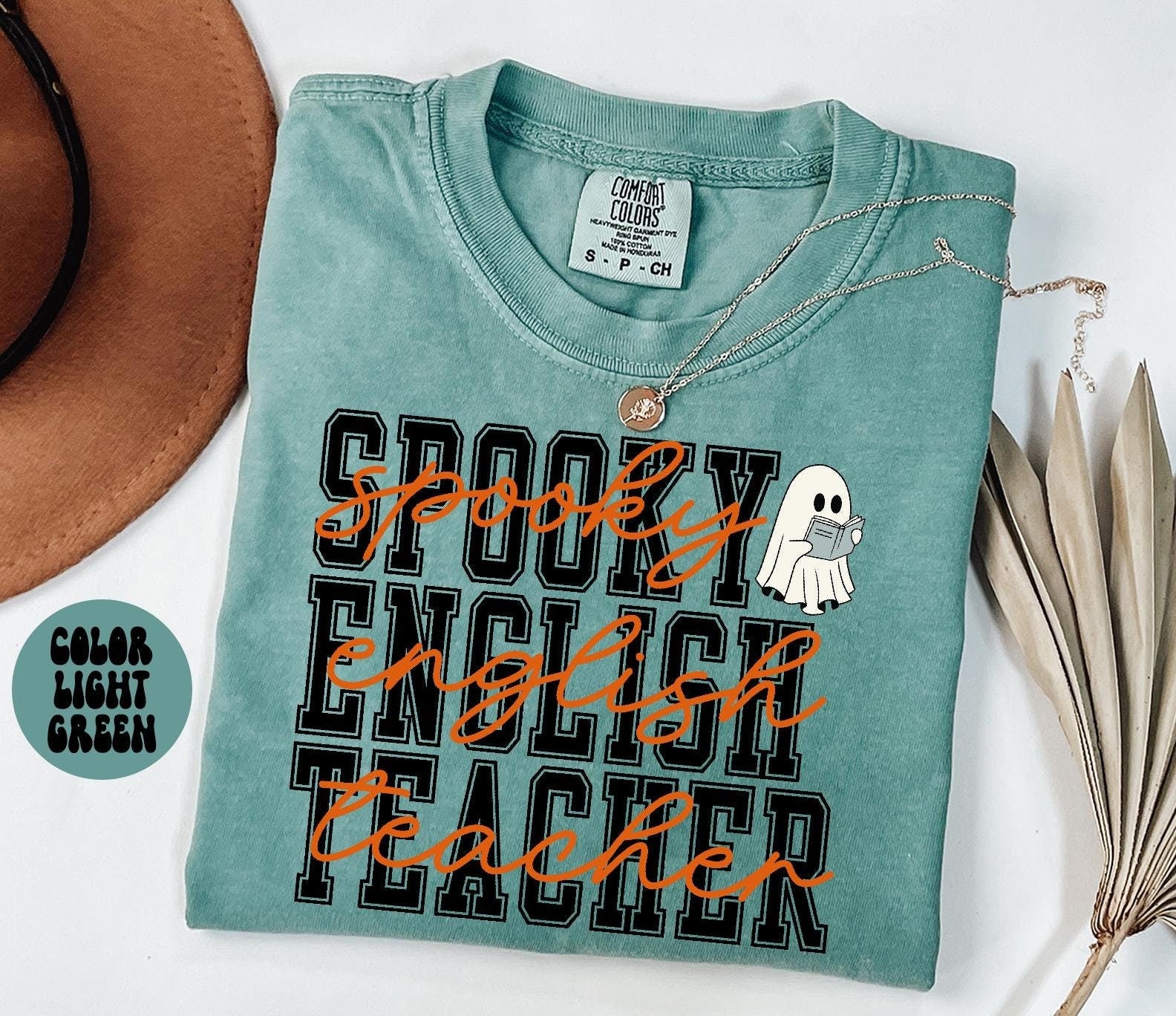 ENGLISH Teacher Spooky Halloween Shirt Gifts Comfort Colors Tshirt Crewneck Tee Crew Neck Men Women Graphic Tee – Warm & Stylish · Perfect For Daily Wear