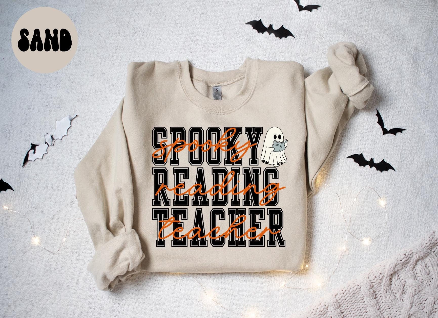 Reading Teacher Spooky Halloween Sweatshirt Gifts for Her Funny Sweater Shirt Cozy Comfy Unique Sweatshirt – Soft Feel · Must-Have Style