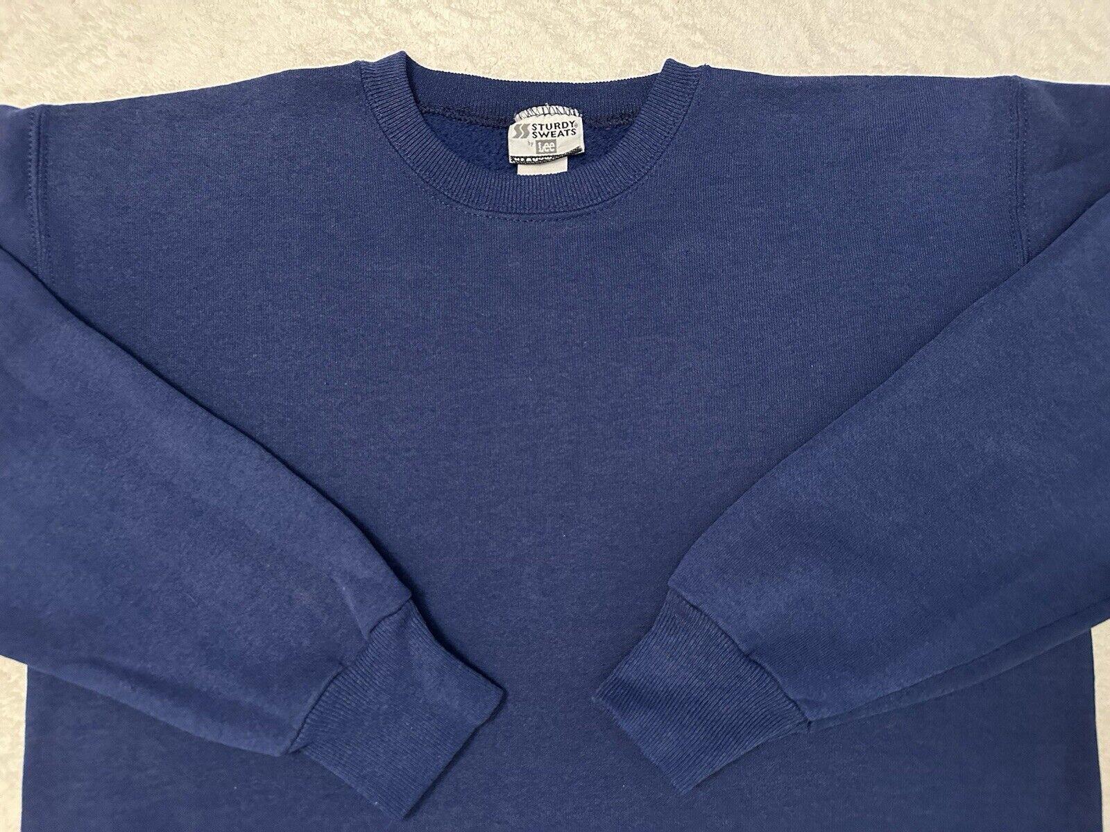 Vintage 1990s 90s Blank Basic Navy Blue Lee Sturdy Sweats Crewneck Sweatshirt M Sweatshirt – Fan Favorite · Trending Graphic Apparel