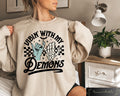 Funny Halloween Sweatshirt Vibin With My Demons Tee Retro Halloween Hoodie Halloween Costume Retro Halloween Tshirt Spooky Season Gift Hoodie – Premium Graphic · Great Gift For Fans