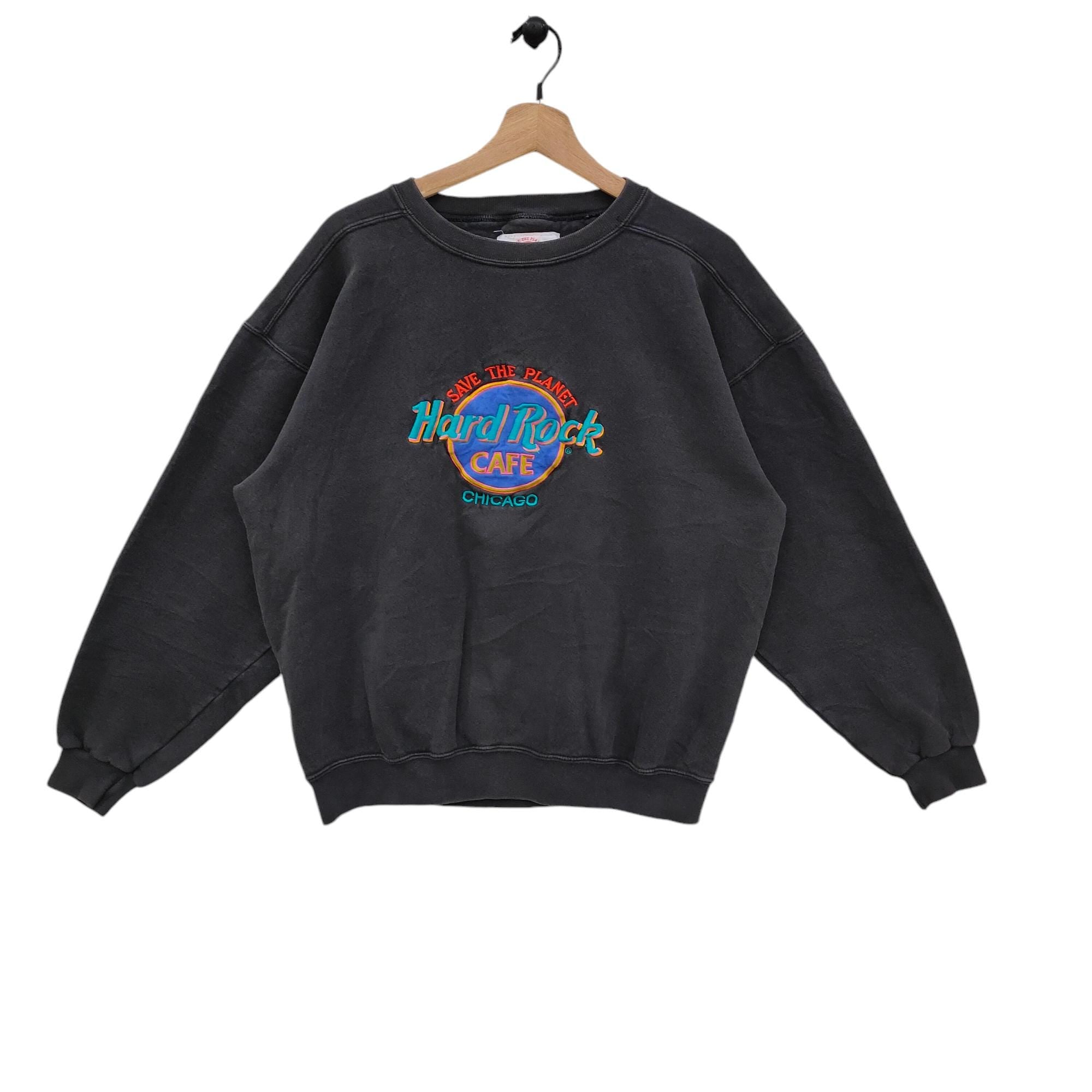 90s Hard Rock Cafe Chicago Sweatshirt Large Vintage Embroidery Chicago Sweater Jumper Pullover Crewneck Black Size L Sweatshirt – Easygoing Wear · Top Pick For Any Outfit