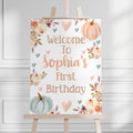Pumpkin Birthday Welcome Sign Fall Birthday Party Pumpkin Welcome Sign Fall Birthday Sign Our Little Pumpkin 1st Birthday Welcome Poster PN4 Graphic Tee – Aesthetic Look · Trending Graphic Apparel