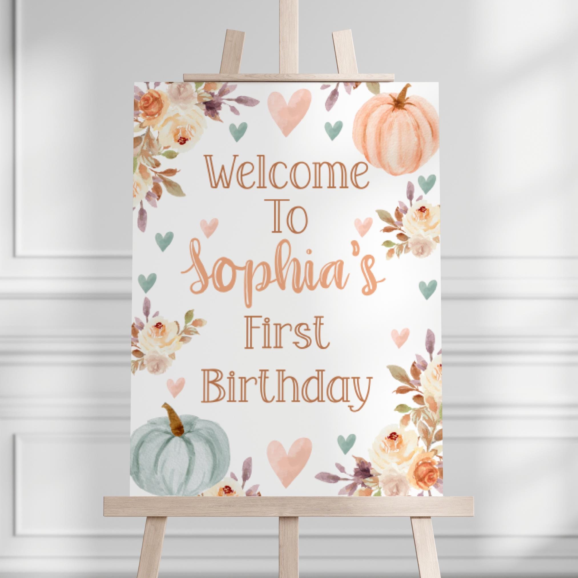 Pumpkin Birthday Welcome Sign Fall Birthday Party Pumpkin Welcome Sign Fall Birthday Sign Our Little Pumpkin 1st Birthday Welcome Poster PN4 Graphic Tee – Aesthetic Look · Trending Graphic Apparel