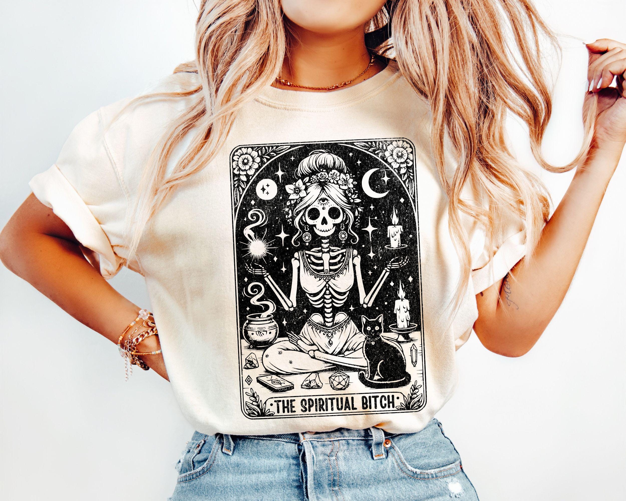 The Spiritual Bitch Tarot Card Sweatshirt Funny Tarot Card Sweater Spiritual Witch Shirt Woman Skeleton Tarot Shirt Funny Witch Sweater Sweatshirt – Easygoing Wear · Perfect For Daily Wear