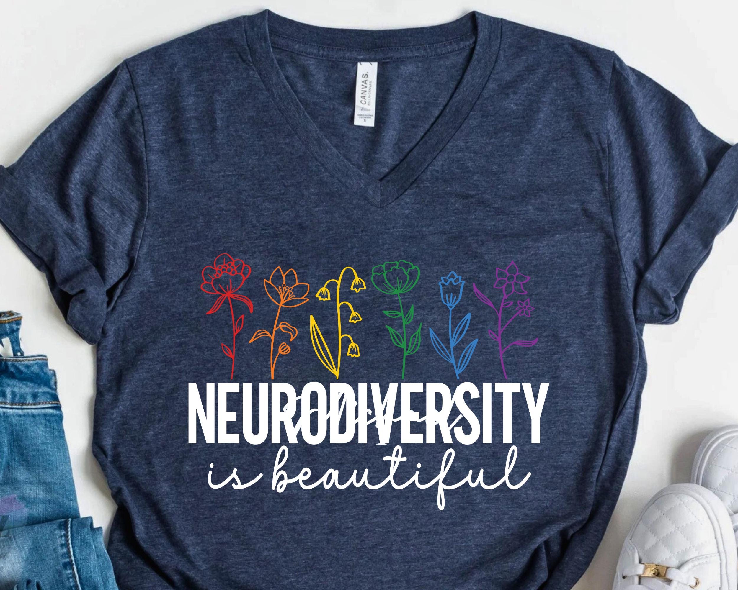 Retro Funny Neurodiversity Is Beautiful Neurodivergent Special Ed Inclusion Mental Health Neurodiversity ADHD SLP Graphic TShirt For Women Graphic Tee – Fan Favorite · High-Quality Print