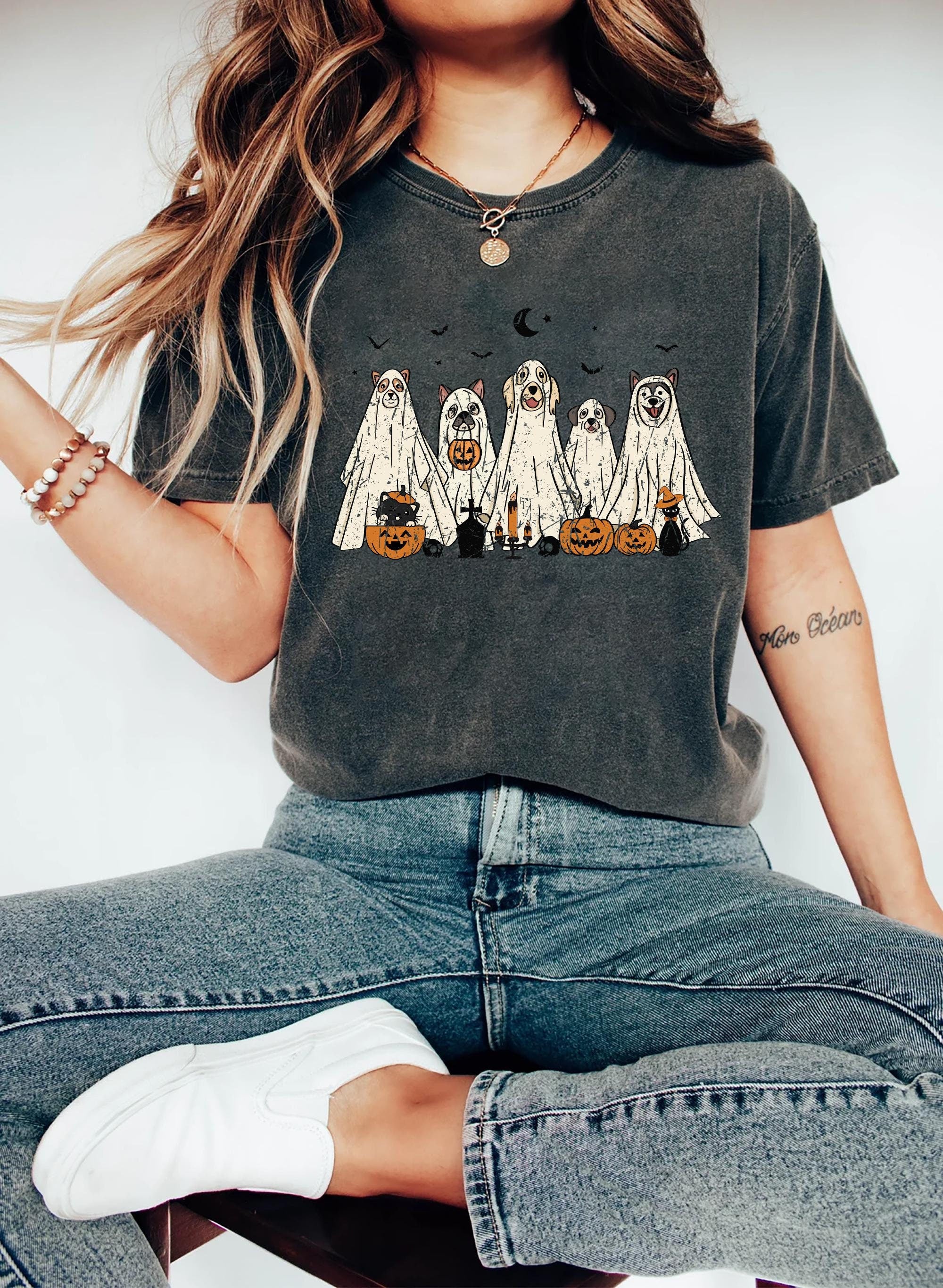 Comfort color ute Ghost Dog shirt Halloween tshirt Ghost shirt Dog Lovers Shirt Halloween Dog T shirt Spooky Season Dog mom shirt Graphic Tee – Premium Graphic · Trending Graphic Apparel