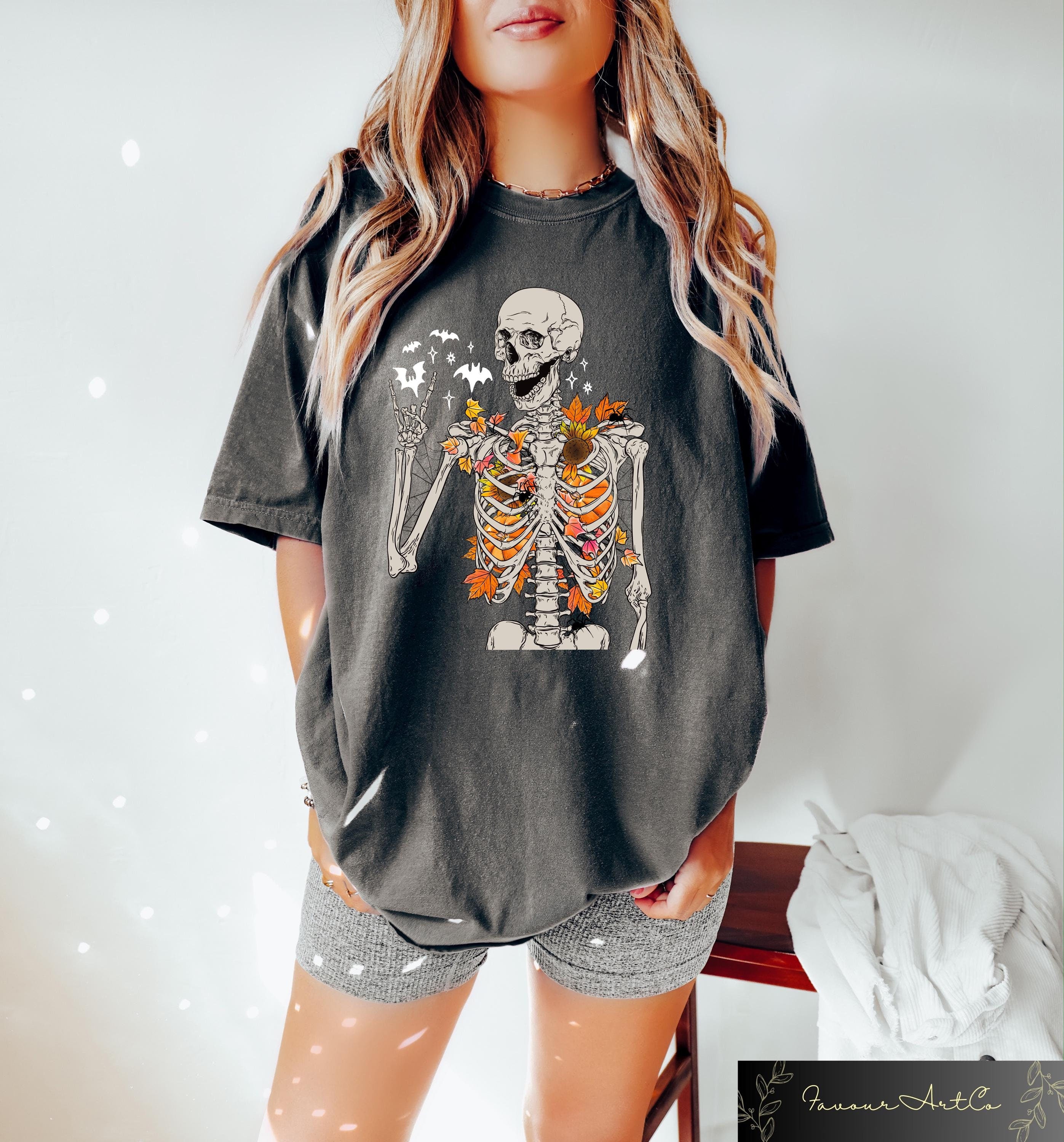 Retro Comfort Fall Skeleton Shirt Cozy Skeleton Halloween Tshirt Trendy Fall Crewneck Halloween Gift Spooky Season Sweatshirt Sweatshirt – Easygoing Wear · Top Pick For Any Outfit