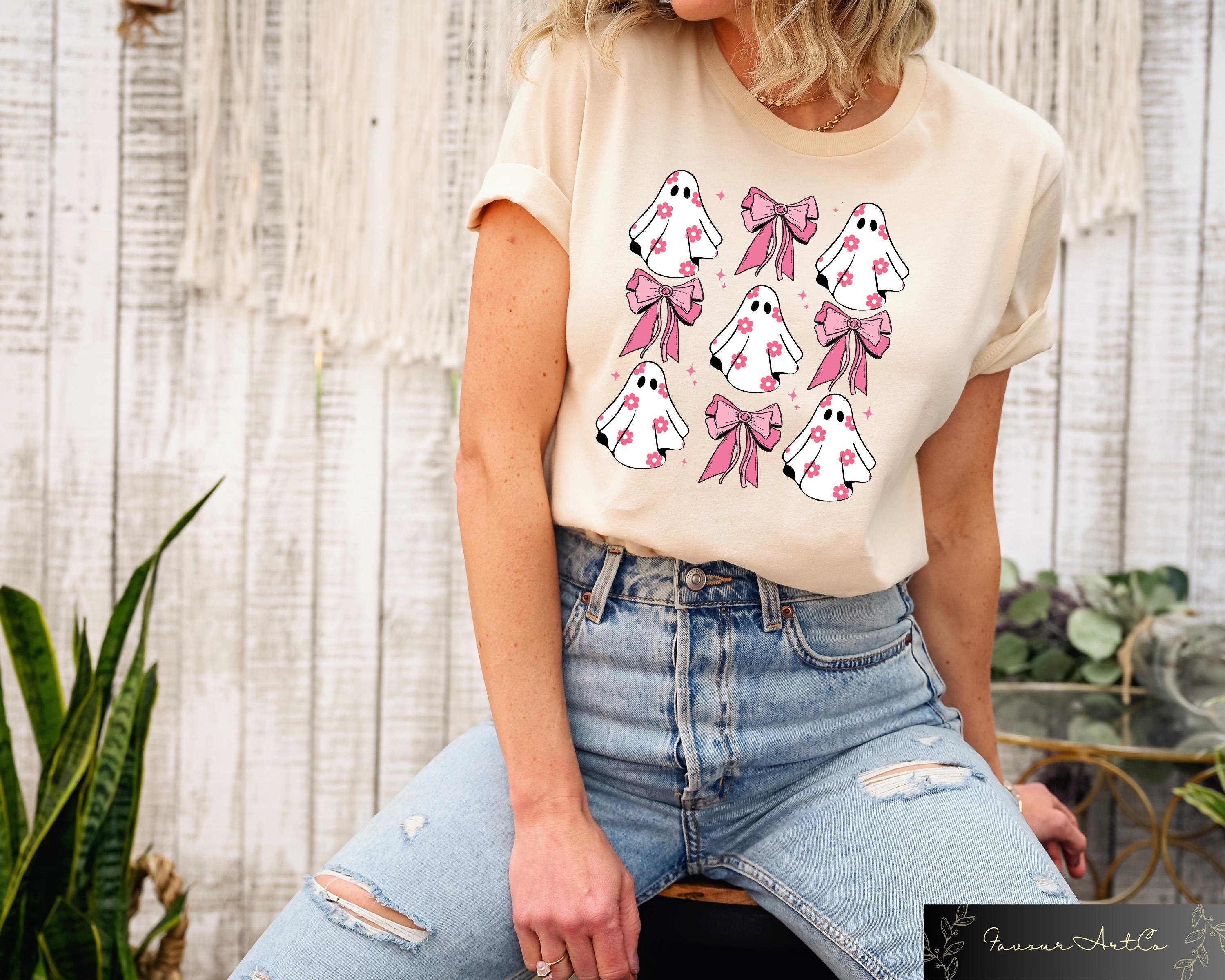 Pink Cute Ghost Coquette Bow Halloween Shirt Halloween Ghosts Sweatshirt Cute Ghost Tee Halloween Squad Halloween Party Halloween Gift Sweatshirt – Aesthetic Look · High-Quality Print