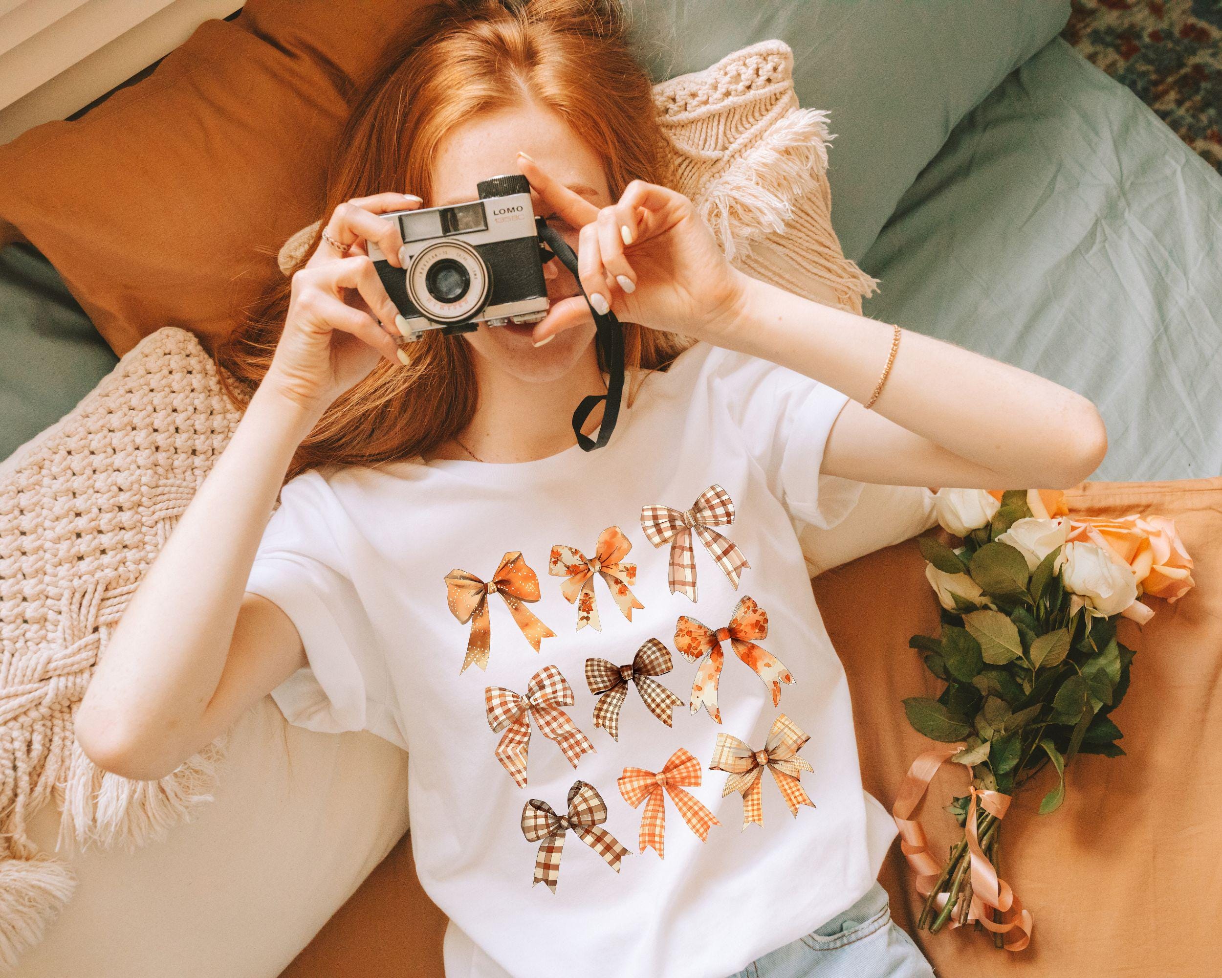 Retro Fall Shirt for Women Coquette Bow Aesthetic Sweater Cute Autumn Sweatshirt Thanksgiving Shirt Pumpkin Shirt Fall Lover Gift Sweatshirt – Everyday Comfort · Trending Graphic Apparel