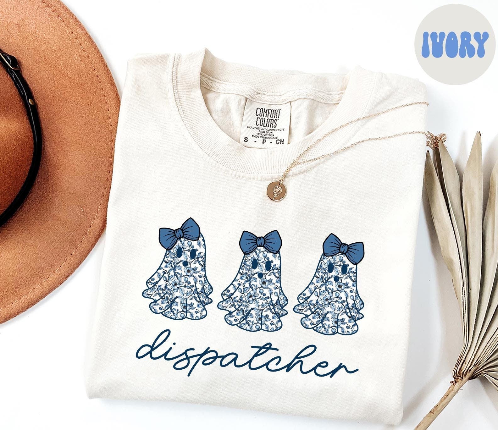 Dispatcher 911 French Blue Toile Halloween Ghosts Coquette Floral Shirt Gifts Comfort Colors Tshirt Crewneck Tee Crew Neck Women Graphic Tee – Soft Feel · High-Quality Print