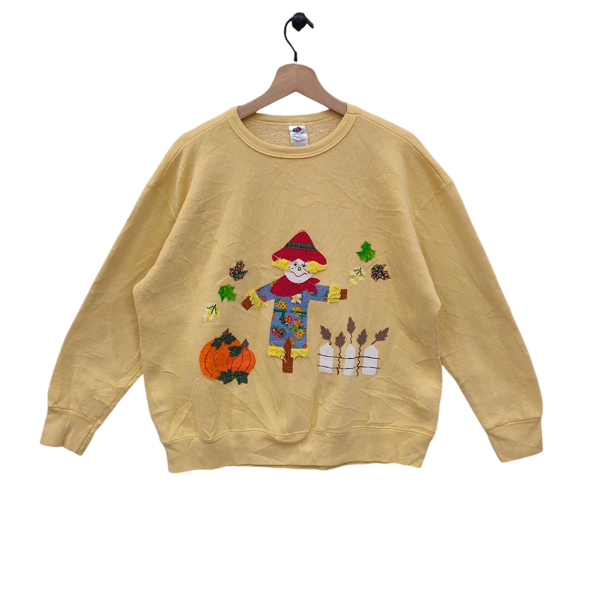 Y2K Halloween Sweatshirt Large Vintage Fruit of the Loom Sweater Jumper Crewneck Mastard Yellow Size l Sweatshirt – Fan Favorite · Top Pick For Any Outfit