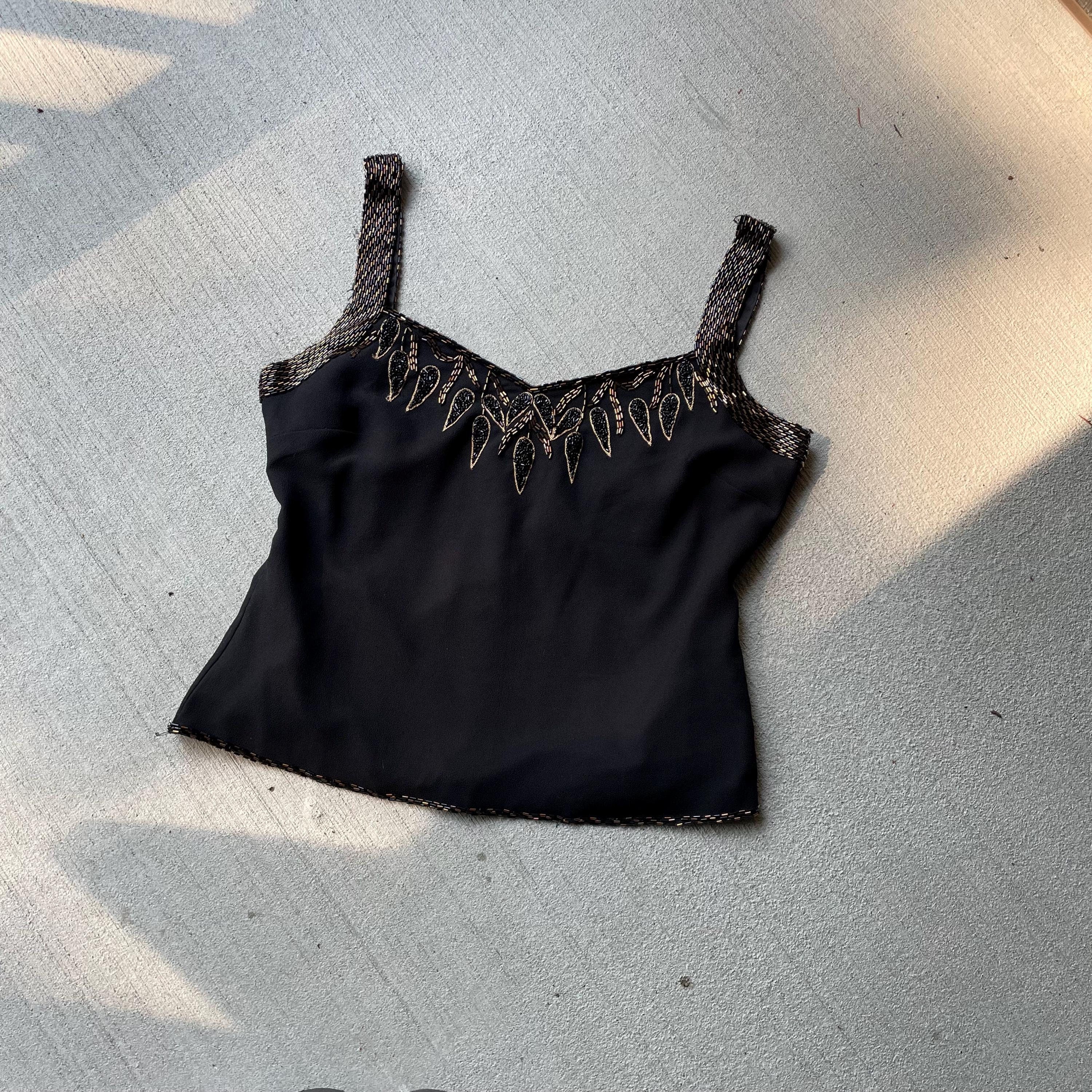 90s vintage black beaded fairy tank top size m Tank Top – Warm & Stylish · Trending Graphic Apparel
