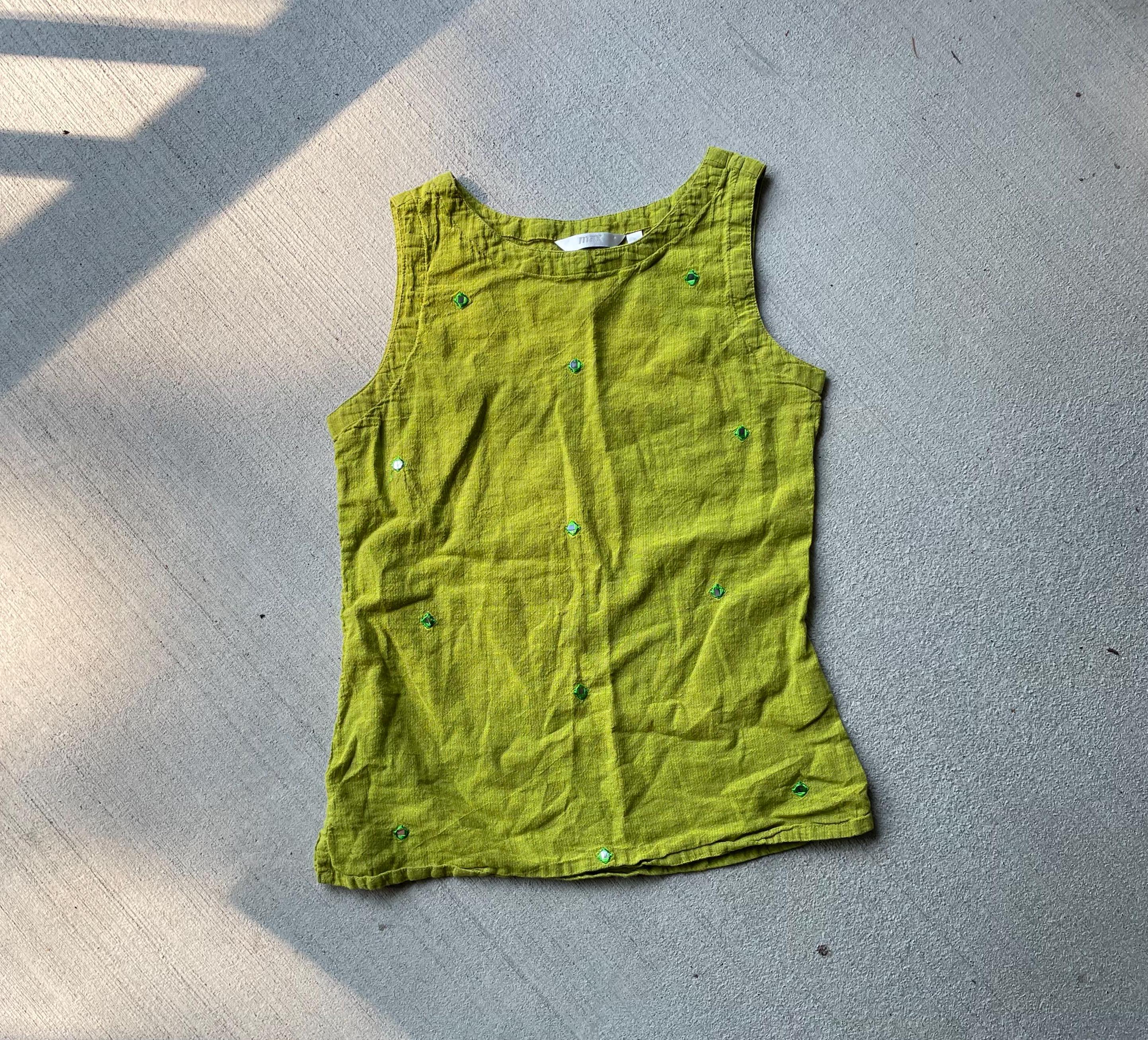 90s vintage green mirrored cotton tank top size small Tank Top – Feel-Good Design · Top Pick For Any Outfit