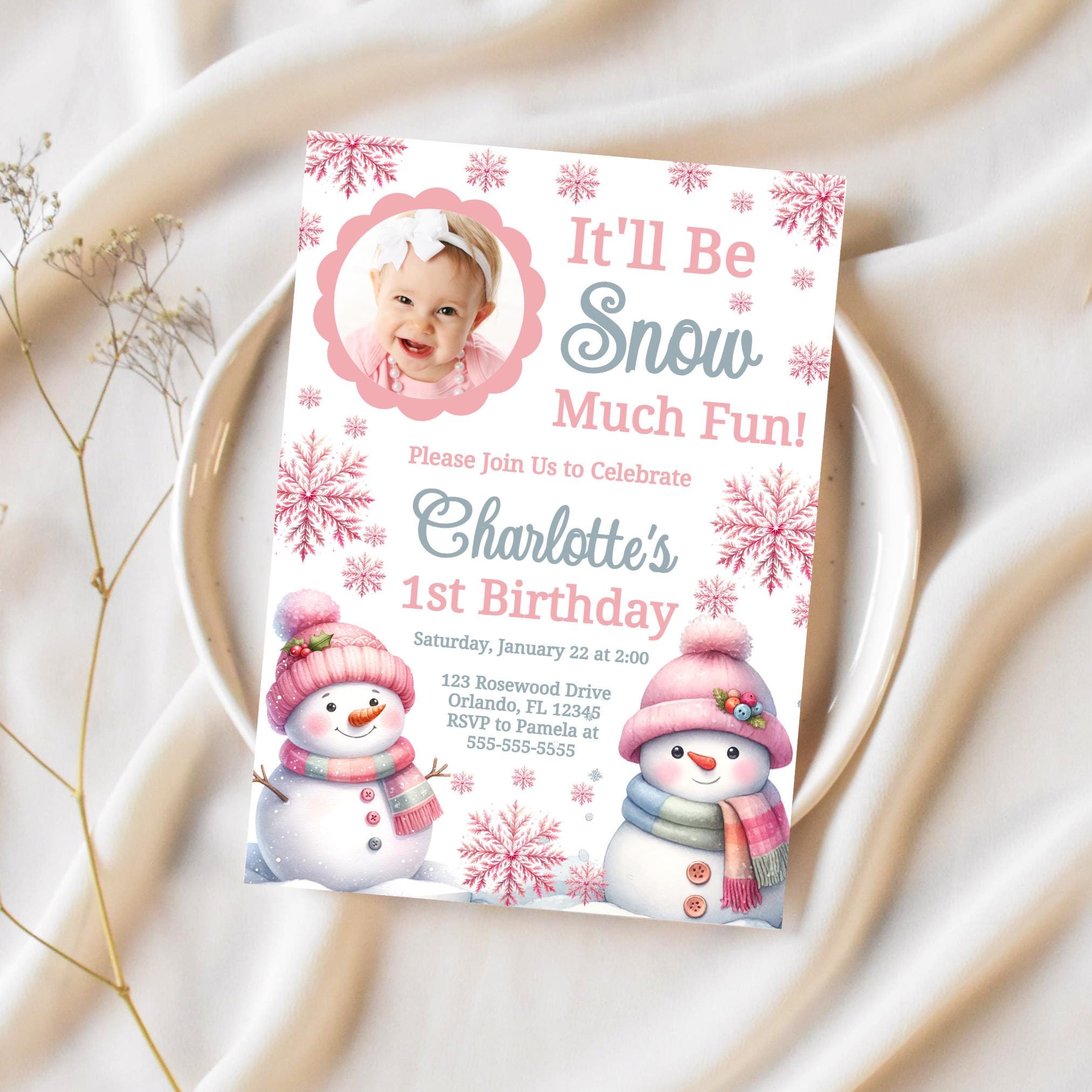 Snowman Birthday Invitation Snowman First Birthday Invitation Winter Wonderland Invitation Template Christmas Birthday Snow Much Fun SN1 Graphic Tee – Premium Graphic · Top Pick For Any Outfit