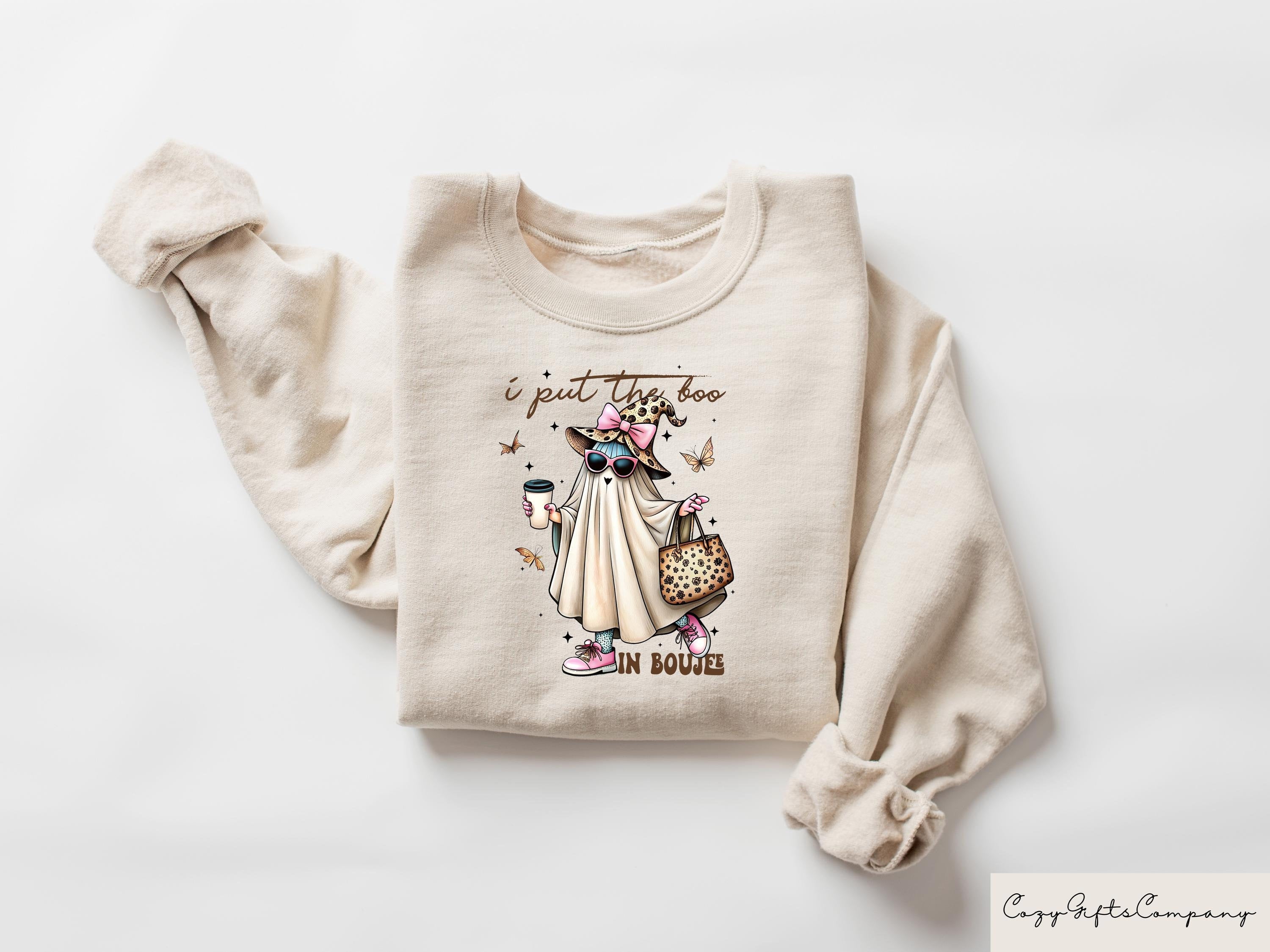 I Put The Boo In Boojee Sweatshirt Funny Halloween Ghost Tshirt Sarcastic Halloween Gift Halloween Coffee Lover Shirt Cute Ghost Shirt Sweatshirt – Easygoing Wear · Perfect For Daily Wear