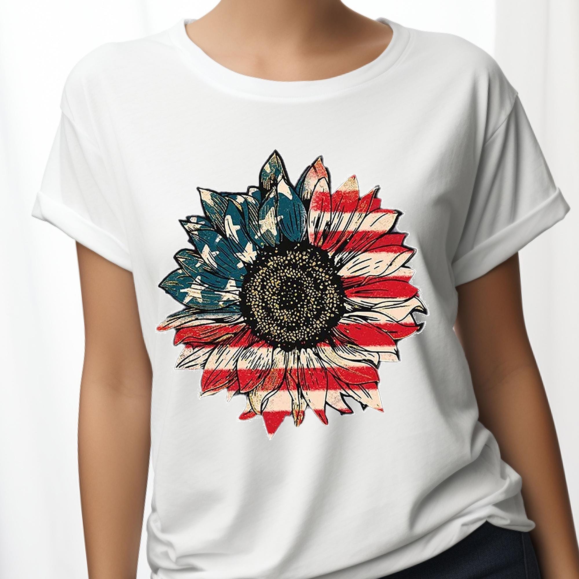 and BellaCanvas America Sunflower T Shirt Graphic Tee – Premium Graphic · Top Pick For Any Outfit