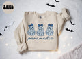Paramedic French Blue Toile Halloween Ghosts Coquette Floral Sweatshirt Gifts for Her Funny Sweater Shirt Cozy Comfy Unique Sweatshirt – Cozy Vibes · Perfect For Daily Wear