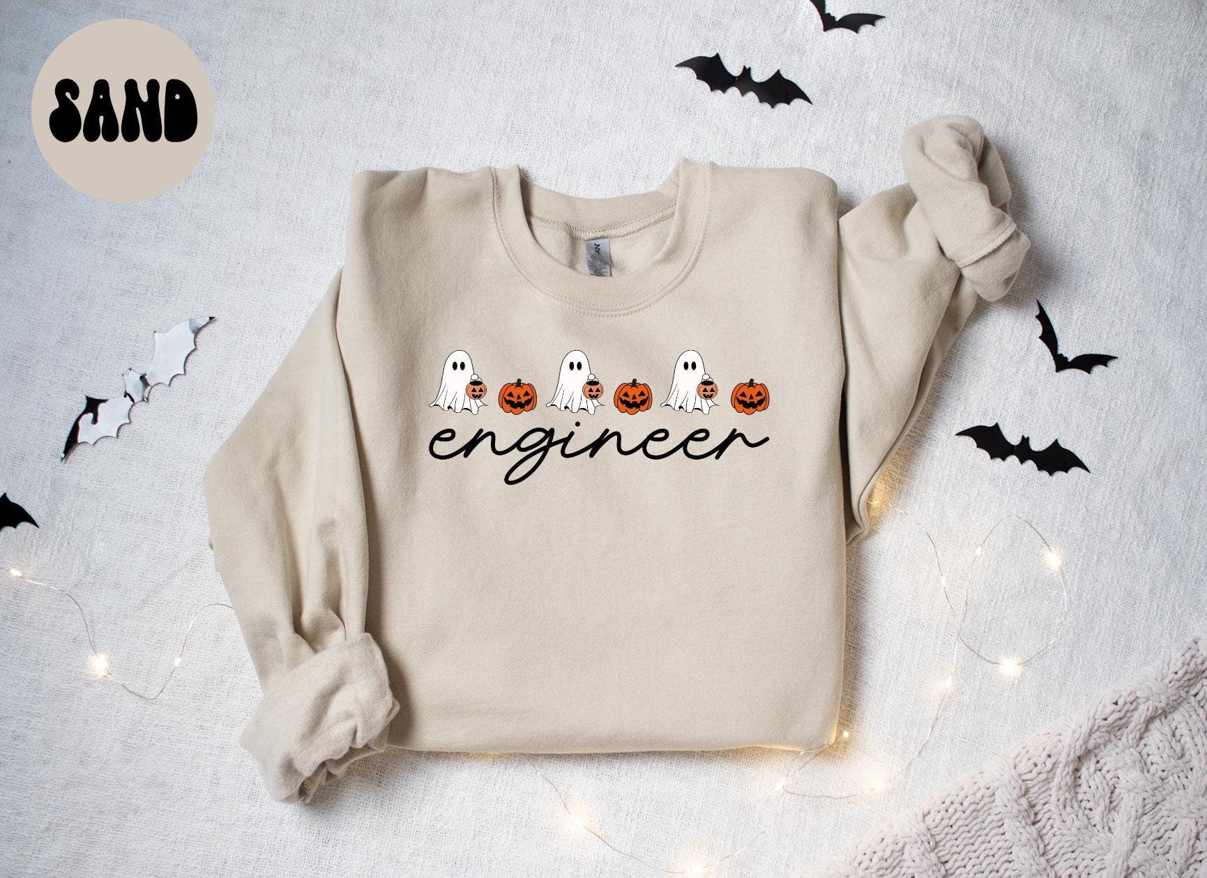 Engineer Halloween Ghost Pumpkin Sweatshirt Gifts for Her Funny Sweater Shirt Cozy Comfy Unique Sweatshirt – Cozy Vibes · Top Pick For Any Outfit