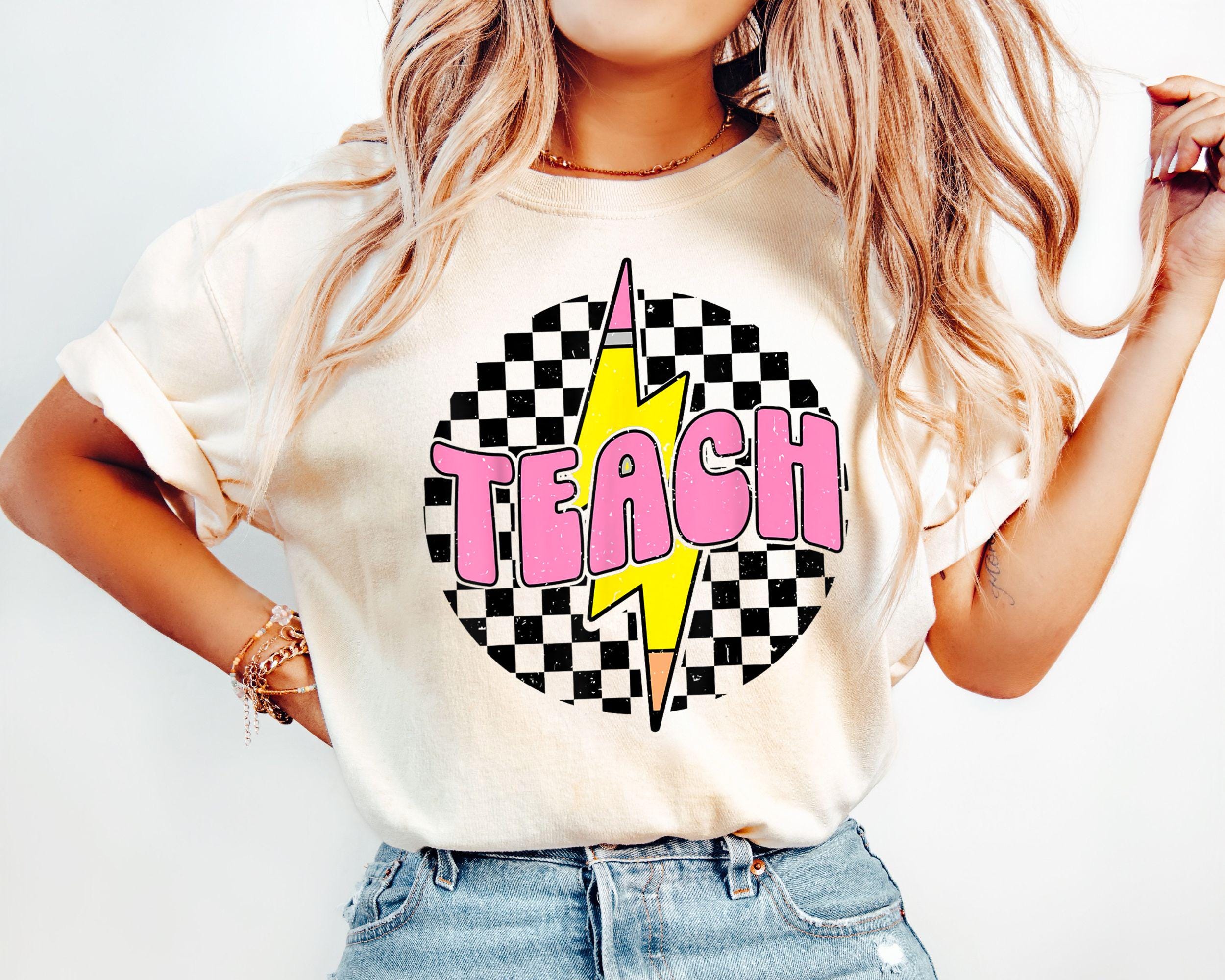Retro Teacher Shirt Checkered Teach ShirtBack to SchoolTeacher Appreciation GiftNew Teacher ShirtFirst Day of School ShirtGift for Her Graphic Tee – Fan Favorite · High-Quality Print