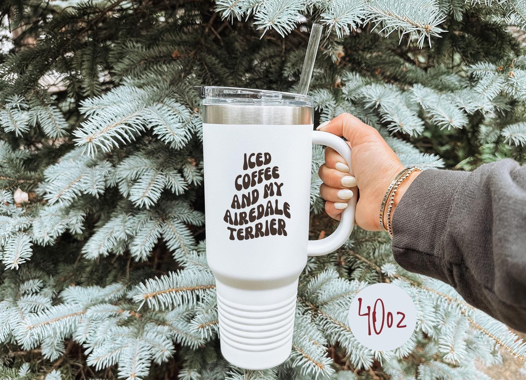 Airedale Terrier Dog Mom Tumbler 40oz Cup Gifts With Straw Insulated Cup Travel Mug Graphic Tee – Easygoing Wear · High-Quality Print