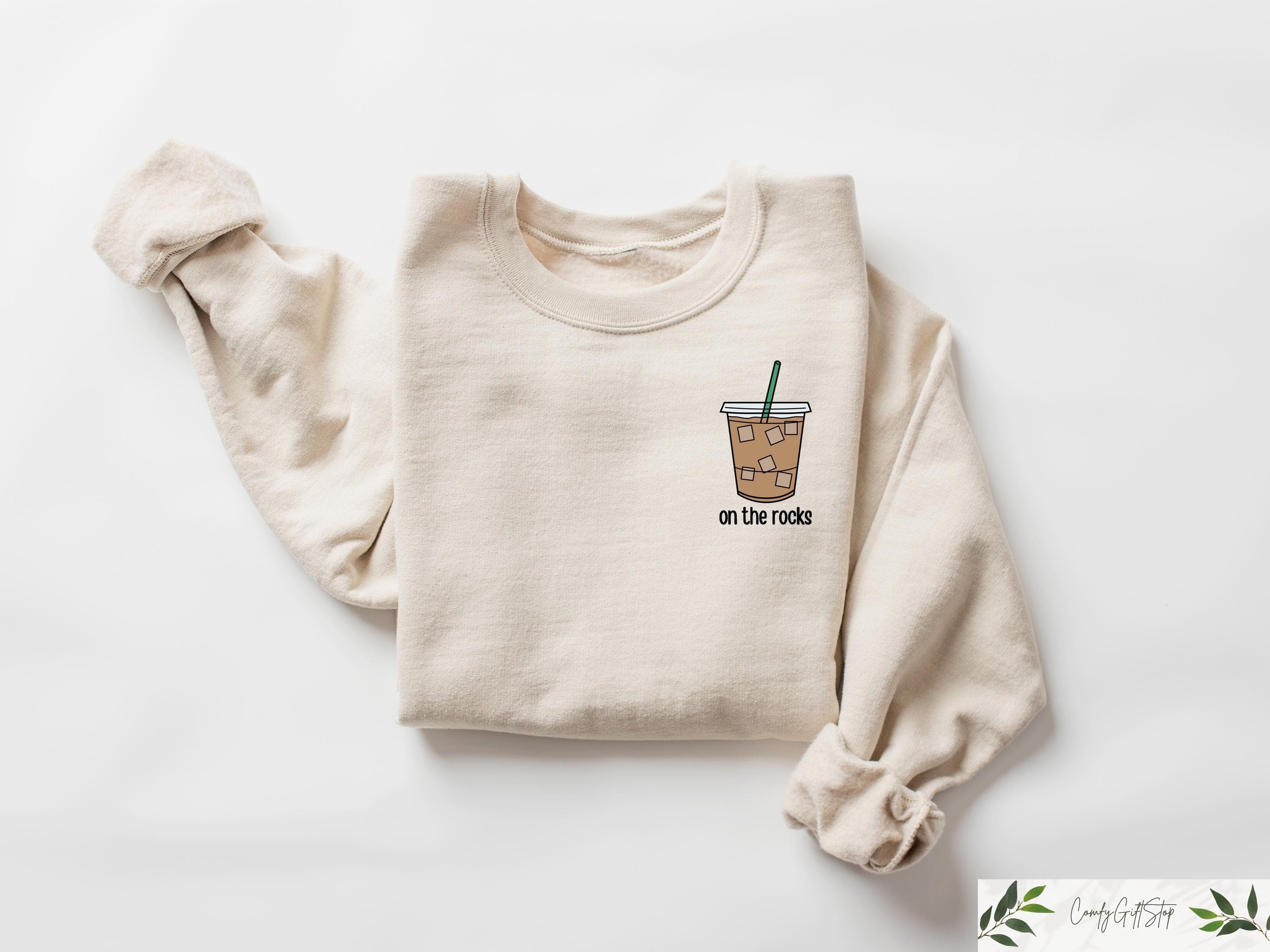 On The Rocks Coffee Sweatshirt Coffee Lover Tshirt Ice Coffee Tshirt Latte Lover Crewneck Fall Coffee Sweatshirt Aesthetic Woman Tee Sweatshirt – Fan Favorite · Must-Have Style