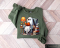 Halloween Reading Sweatshirt Retro Ghost Reading Books Ghost Library Shirt Book Lover Gift Teacher Halloween Tee Trendy Halloween Gift Sweatshirt – Fan Favorite · Perfect For Daily Wear