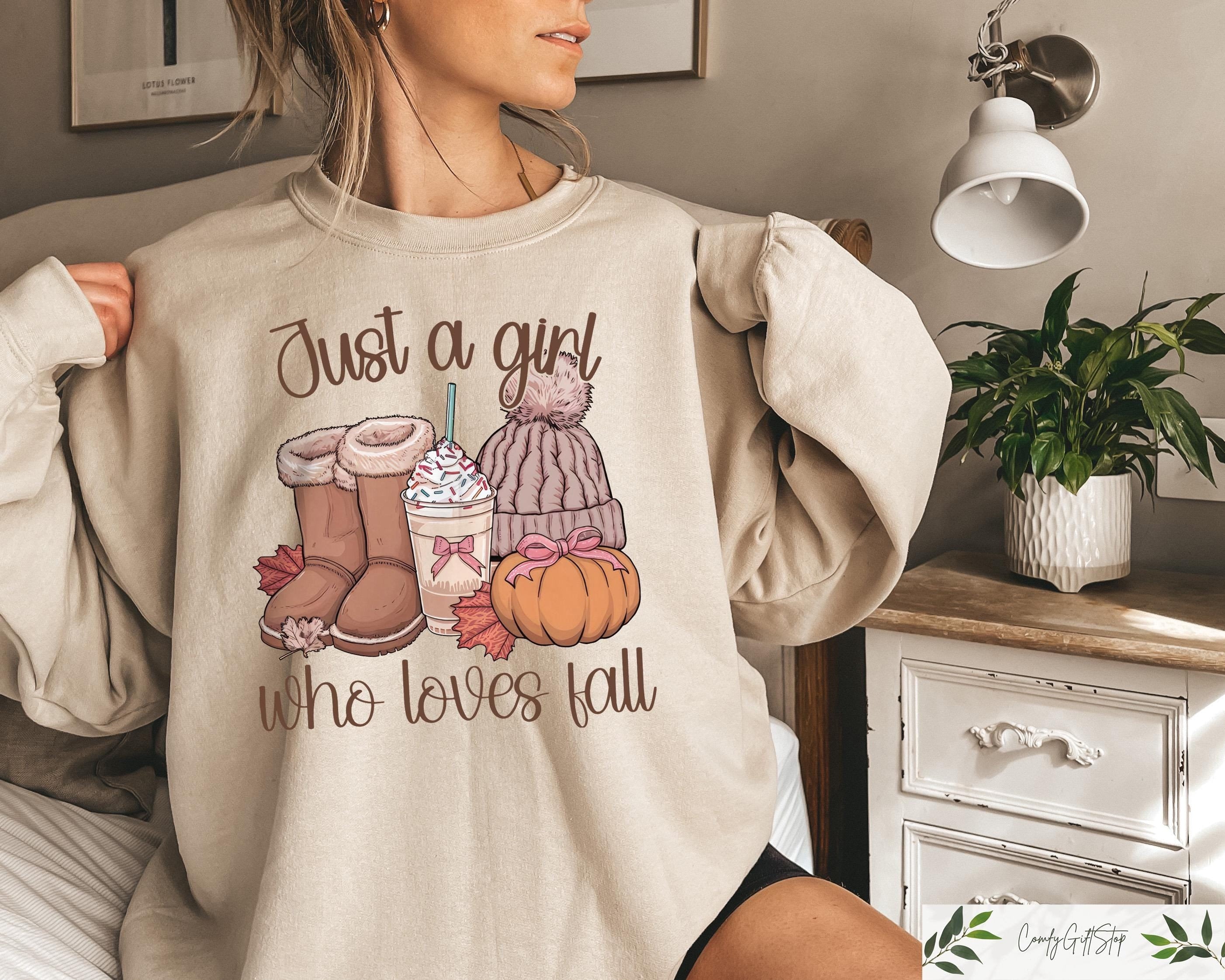 Just A Girl Who Loves Fall Sweatshirt Fall Sweater Fall Shirt Pumpkin Coffee Lover Tee Fall Season Gift Thanksgiving Shirt Fall Outfit Sweatshirt – Warm & Stylish · Perfect For Daily Wear