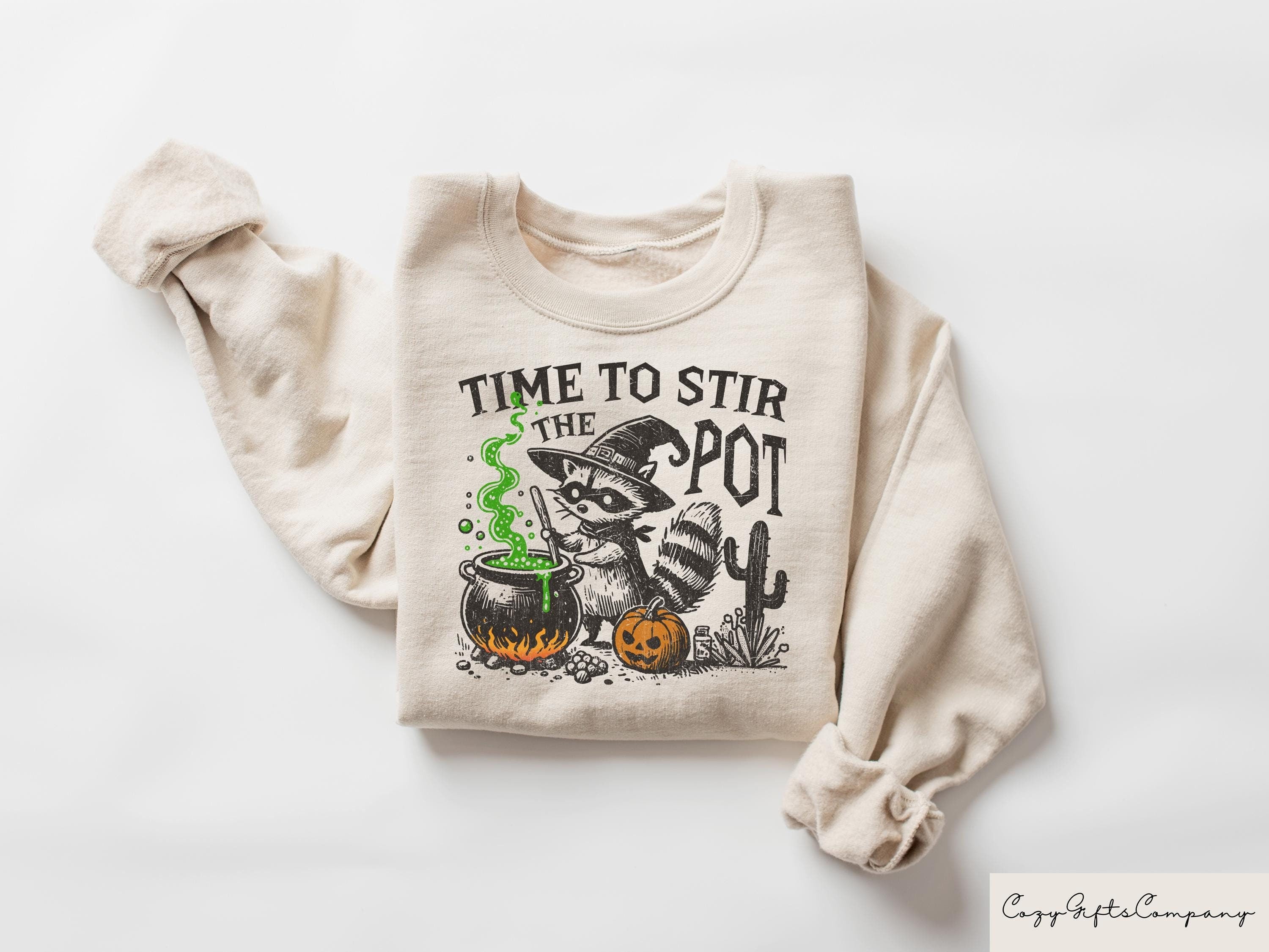 Time To Stir The Pot Sweatshirt Funny Halloween Shirt Spooky Season Tshirt Cute Raccoon Halloween Tee Halloween Gifts Pumpkin Season Sweatshirt – Premium Graphic · Must-Have Style