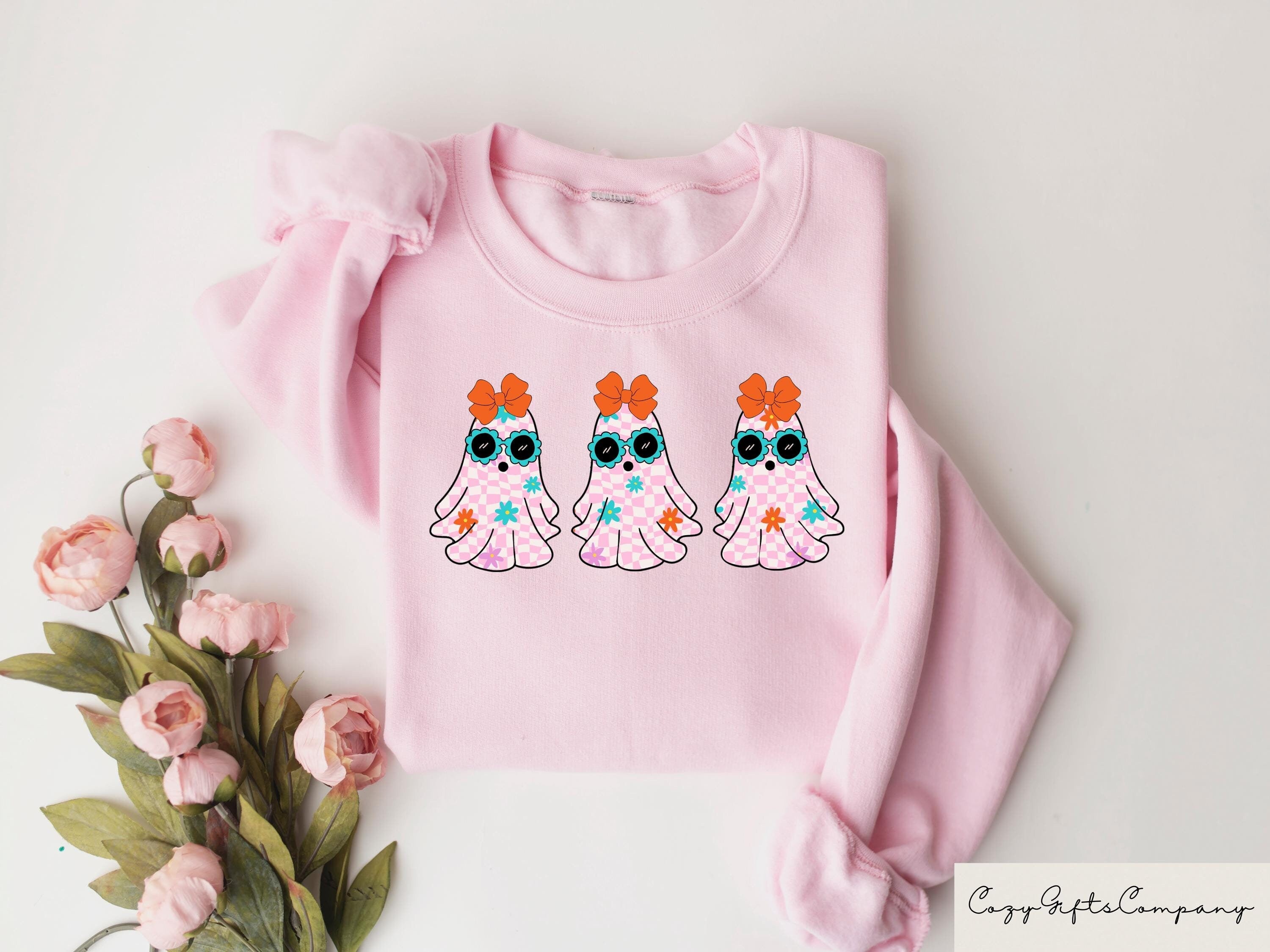Retro Ghost Shirt Groovy Halloween Sweatshirt Halloween Gifts Spooky Season Tee Comfort Trendy Halloween Tee Checkered Ghost Sweater Sweatshirt – Easygoing Wear · High-Quality Print