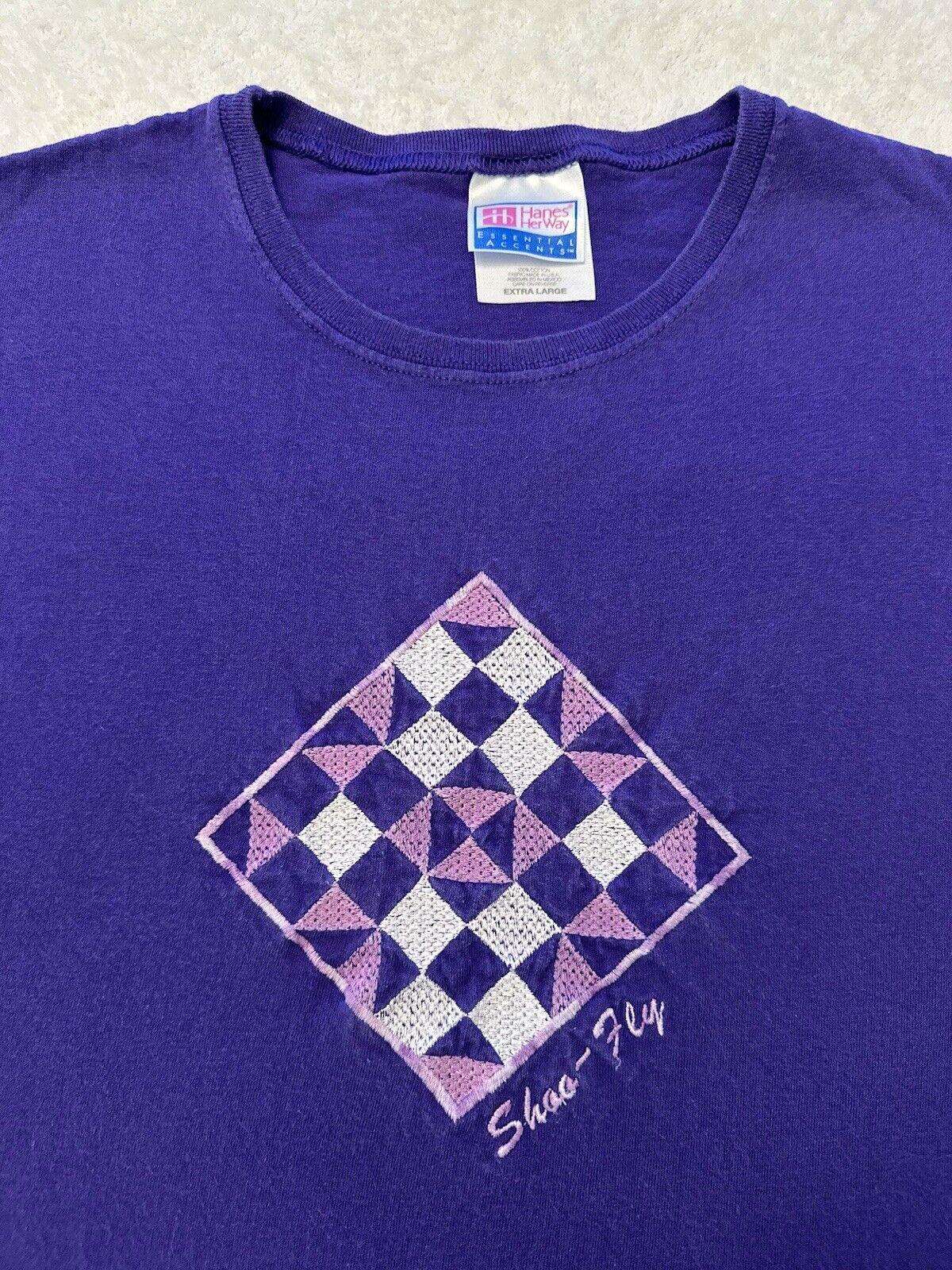 Vintage 1990s 90s Embroidered Quilt Quilting Embroidery Art T Shirt Womens XL Graphic Tee – Warm & Stylish · High-Quality Print