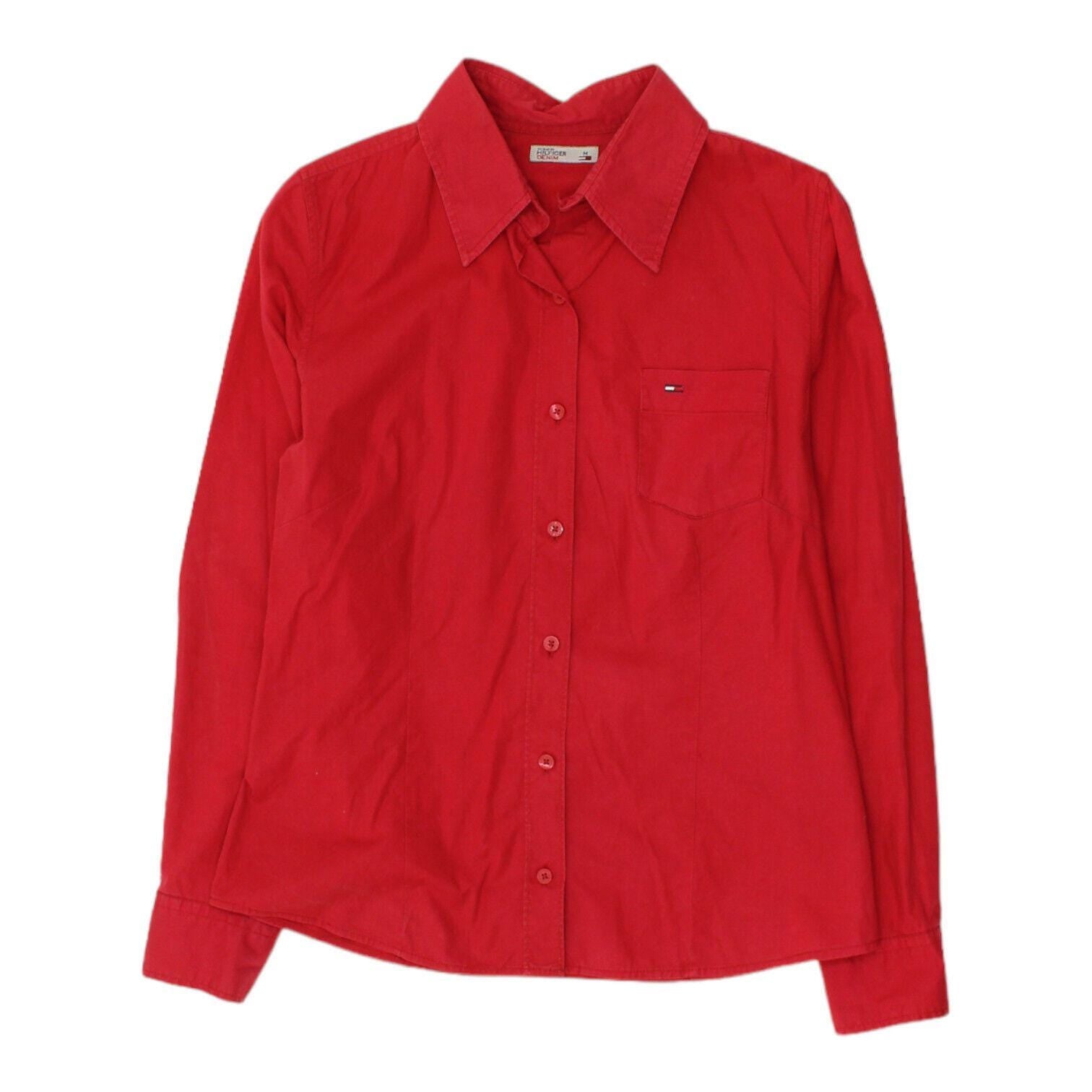 Tommy Hilfiger Womens Red Button Up Shirt Vintage High End Designer VTG Graphic Tee – Aesthetic Look · Top Pick For Any Outfit
