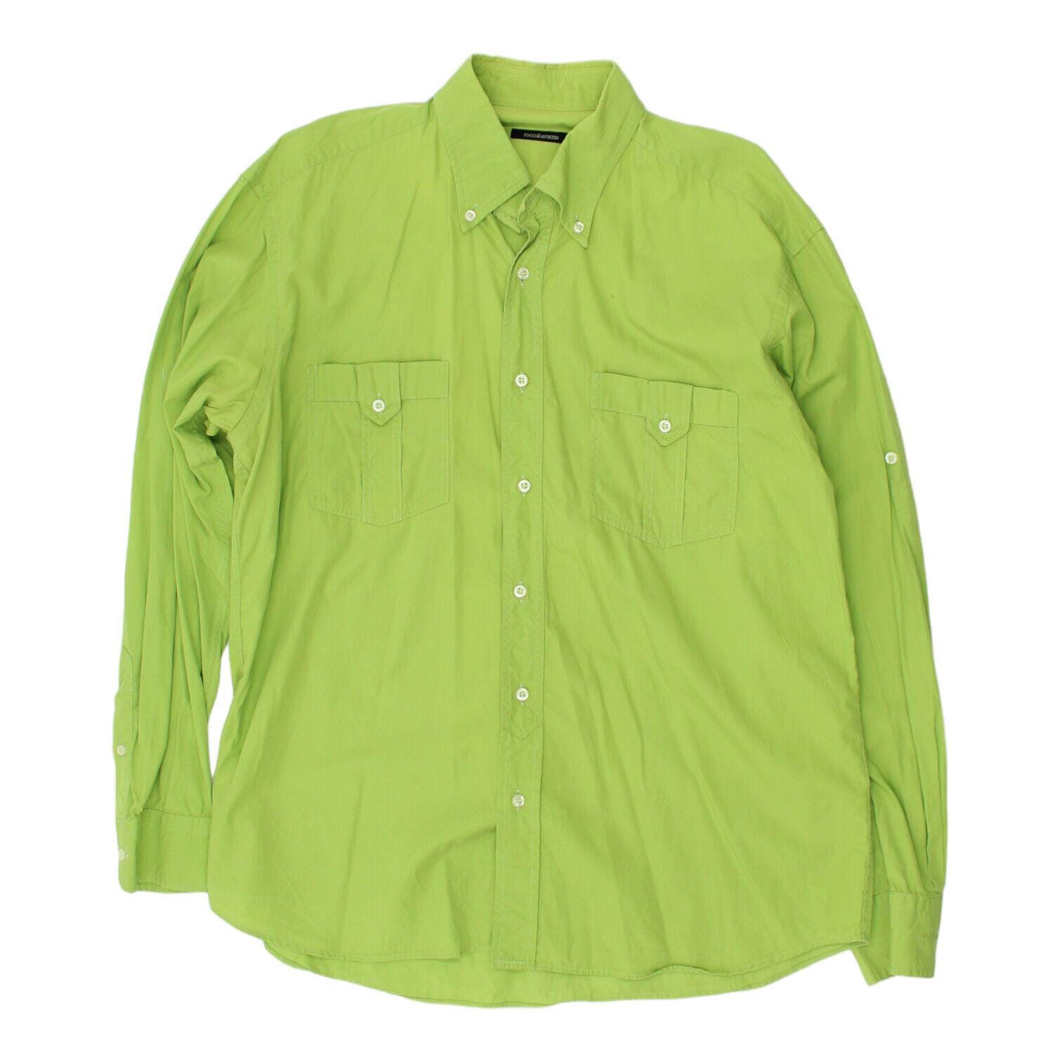 Roccobarocco Mens Green Button Down Collar Shirt Vintage High End Designer VTG Graphic Tee – Fan Favorite · Must-Have Style