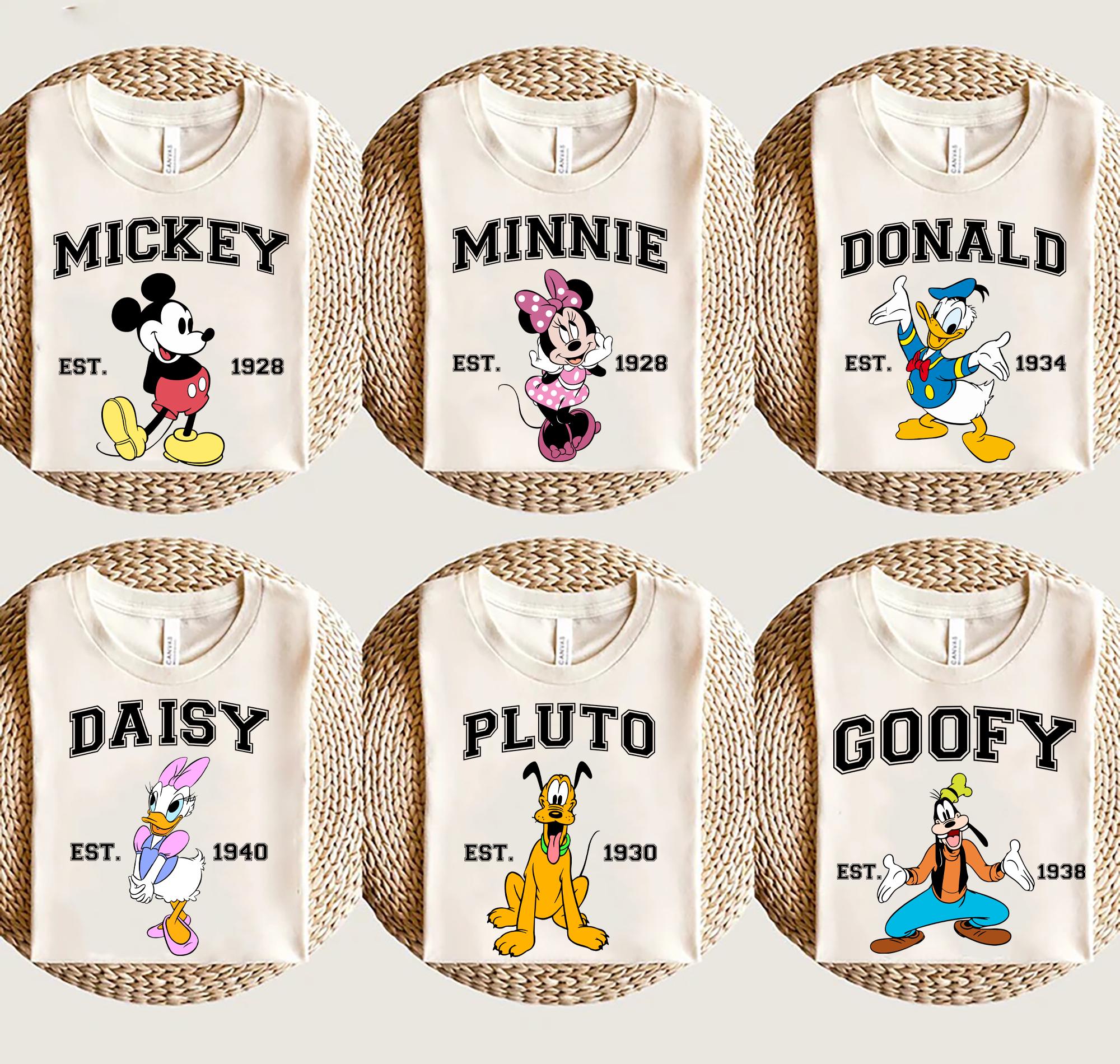 Disney Characters Shirt Custom Mickey Minnie Goofy Donald Tee Perfect for Family Matching Outfits Disney Trip Tshirt Gift for Disney Lover Graphic Tee – Bold Style · Top Pick For Any Outfit