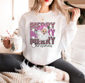 Pink Santa Merry Christmas T Shirts Sweatshirts for Women Pink Christmas Matching Family Sweaters Pink Vintage Holiday Crewneck Group Party Sweatshirt – Soft Feel · Great Gift For Fans