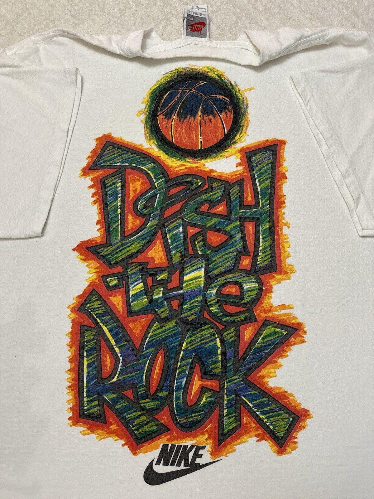 Vintage 1990s 90s Nike Dish The Rock Basketball Streetwear Artwork T Shirt L XL Graphic Tee – Fan Favorite · High-Quality Print