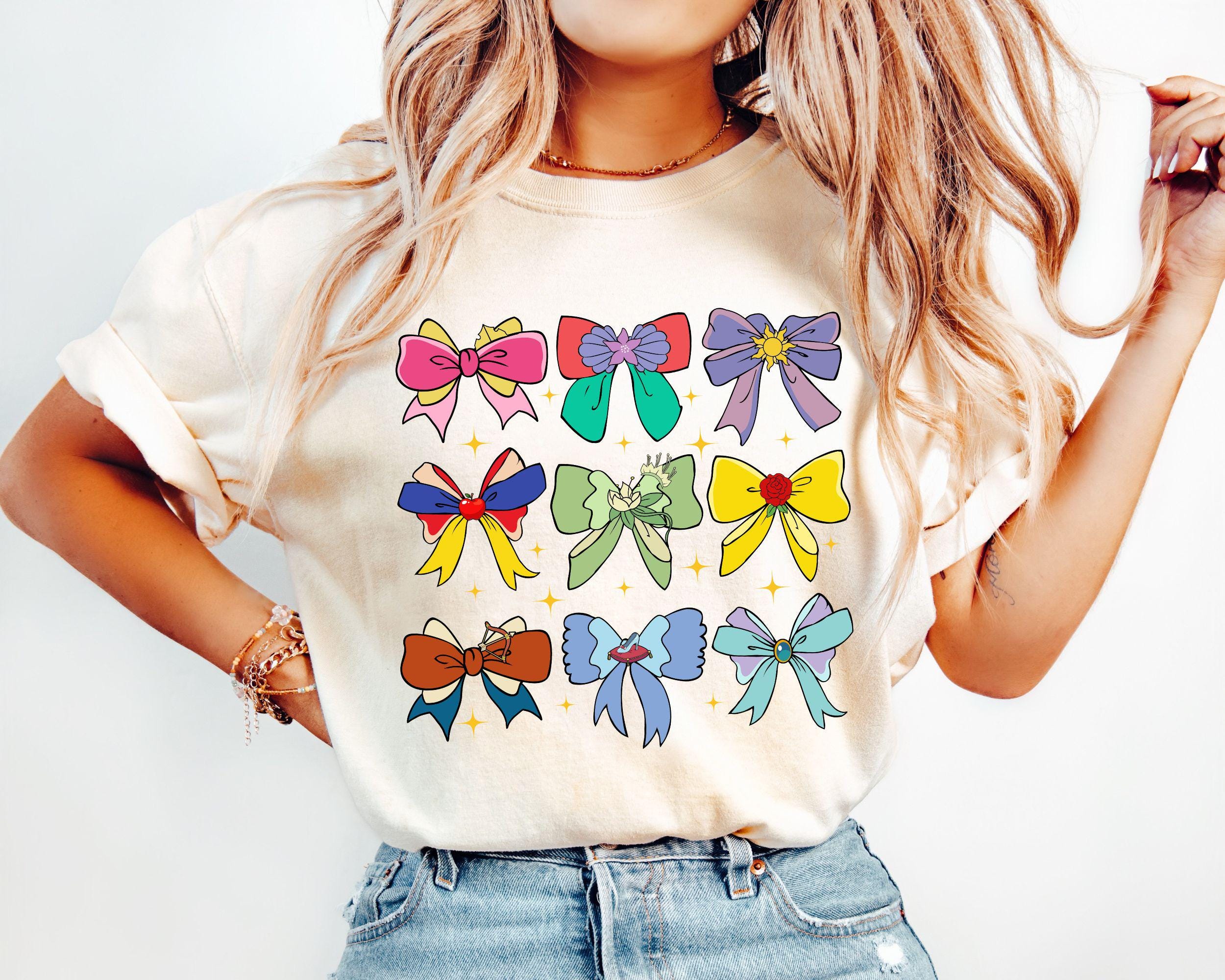 Disney Princess Cute Ribbons And Bows Pastel Colors Logo T Shirt Disney Princess Coquette Bow ShirtPrincess Bow ShirtDisneyland Girly Tee Graphic Tee – Soft Feel · High-Quality Print