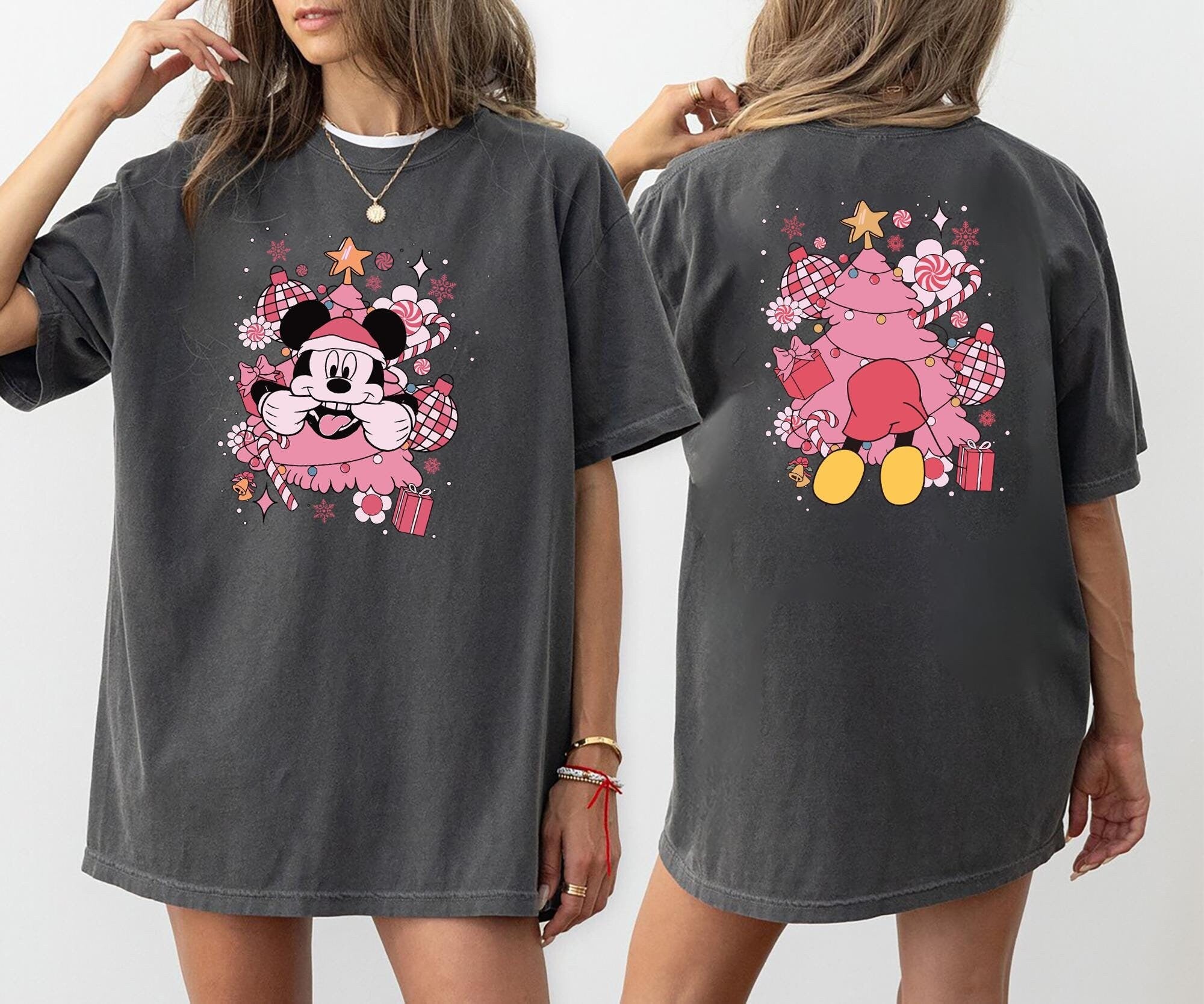 Disney Pink Mickey Christmas Tree Shirt Disneyland Holiday Vacation T Shirt Disney Christmas Sweatshirt Gift for Disney Lovers Sweatshirt – Bold Style · Trending Graphic Apparel