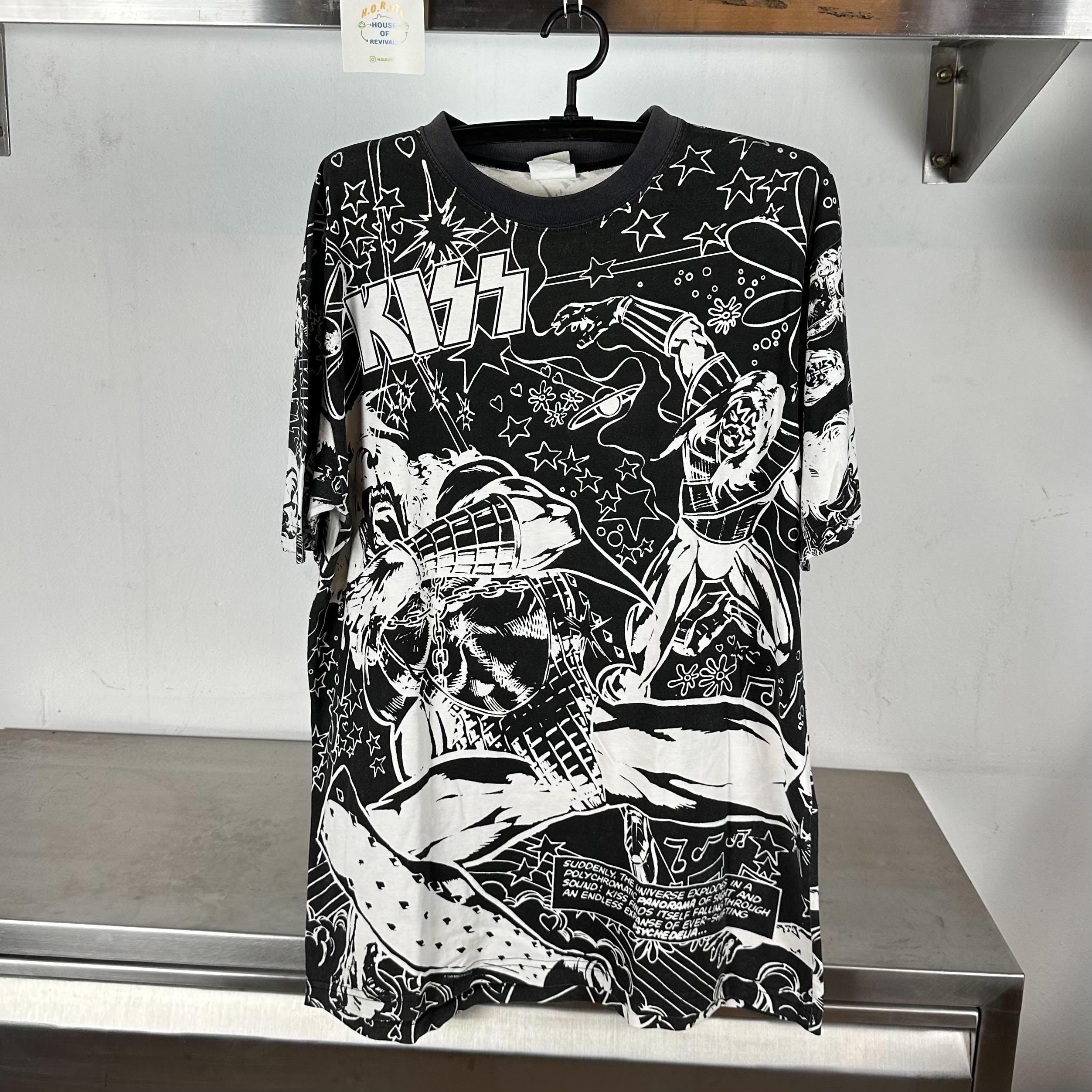Vintage 90s KISS Band Comics All Over Print AOP XL T shirt Vintage band tees Band tees Band t shirts Kiss Band Aop T shirts Rare Graphic Tee – Feel-Good Design · Must-Have Style