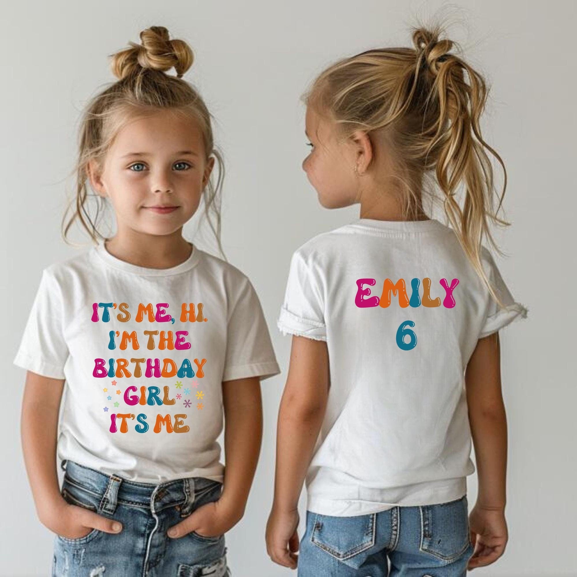Personalized Birthday Girl Shirt Custom Age Name Tee Colorful Birthday Outfit for Girls Unique Kids Party Shirt Fun Birthday Gift for Kids Graphic Tee – Soft Feel · High-Quality Print