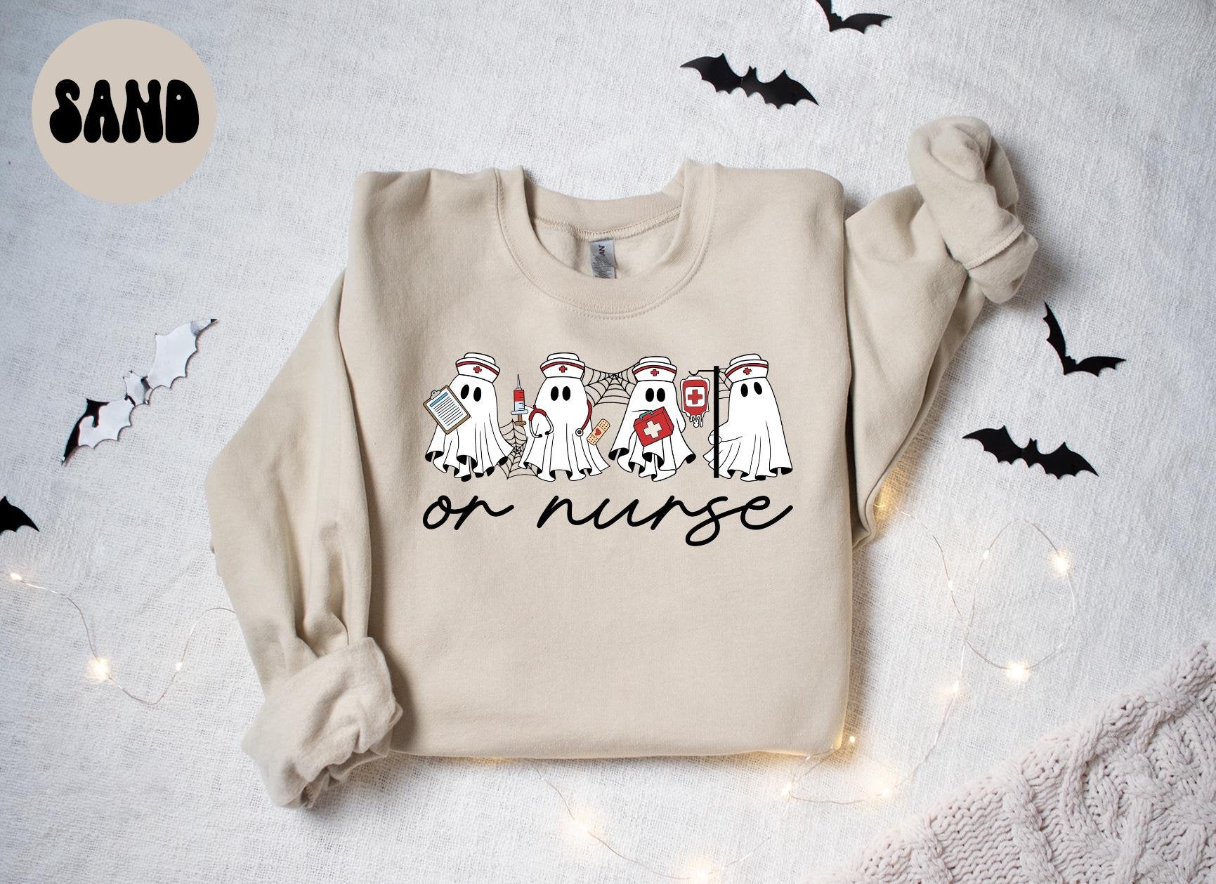 OR Nurse Operating Room Nursing Halloween Ghost Sweatshirt Gifts for Her Funny Sweater Shirt Cozy Comfy Unique Sweatshirt – Cozy Vibes · Perfect For Daily Wear