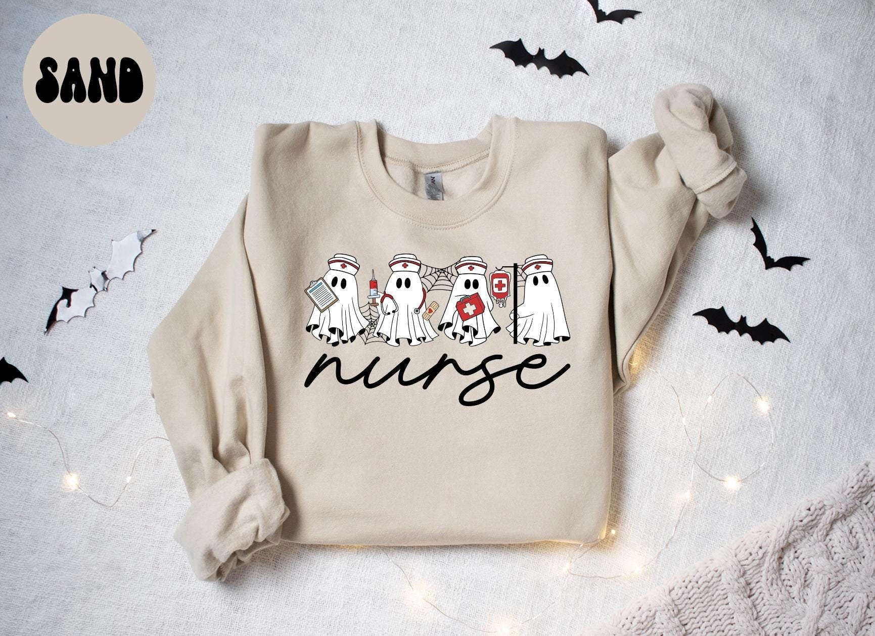 Nurse Halloween Ghost Sweatshirt Gifts for Her Funny Sweater Shirt Cozy Comfy Unique Sweatshirt – Easygoing Wear · High-Quality Print