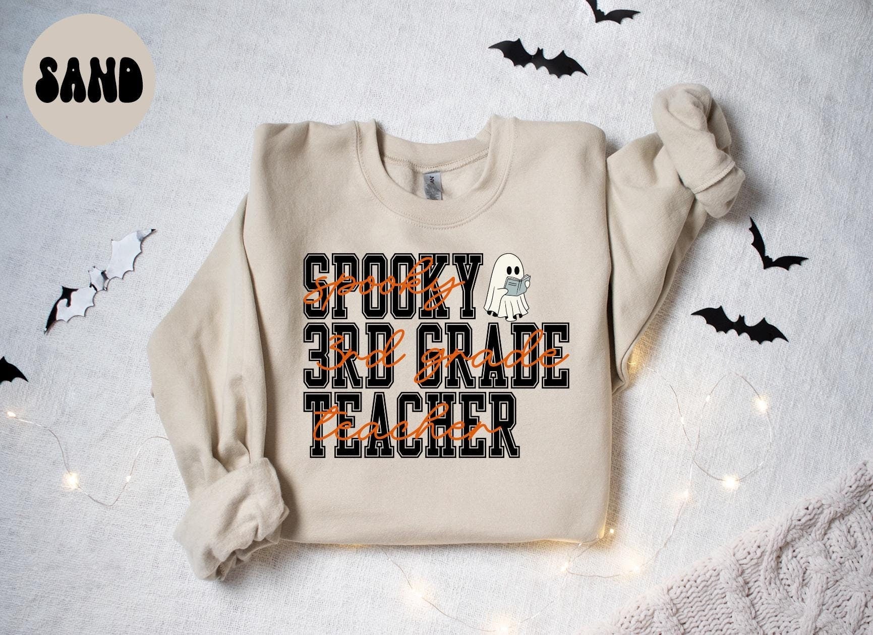 3rd Grade Teacher Spooky Halloween Sweatshirt Gifts for Her Funny Sweater Shirt Cozy Comfy Unique Sweatshirt – Aesthetic Look · High-Quality Print