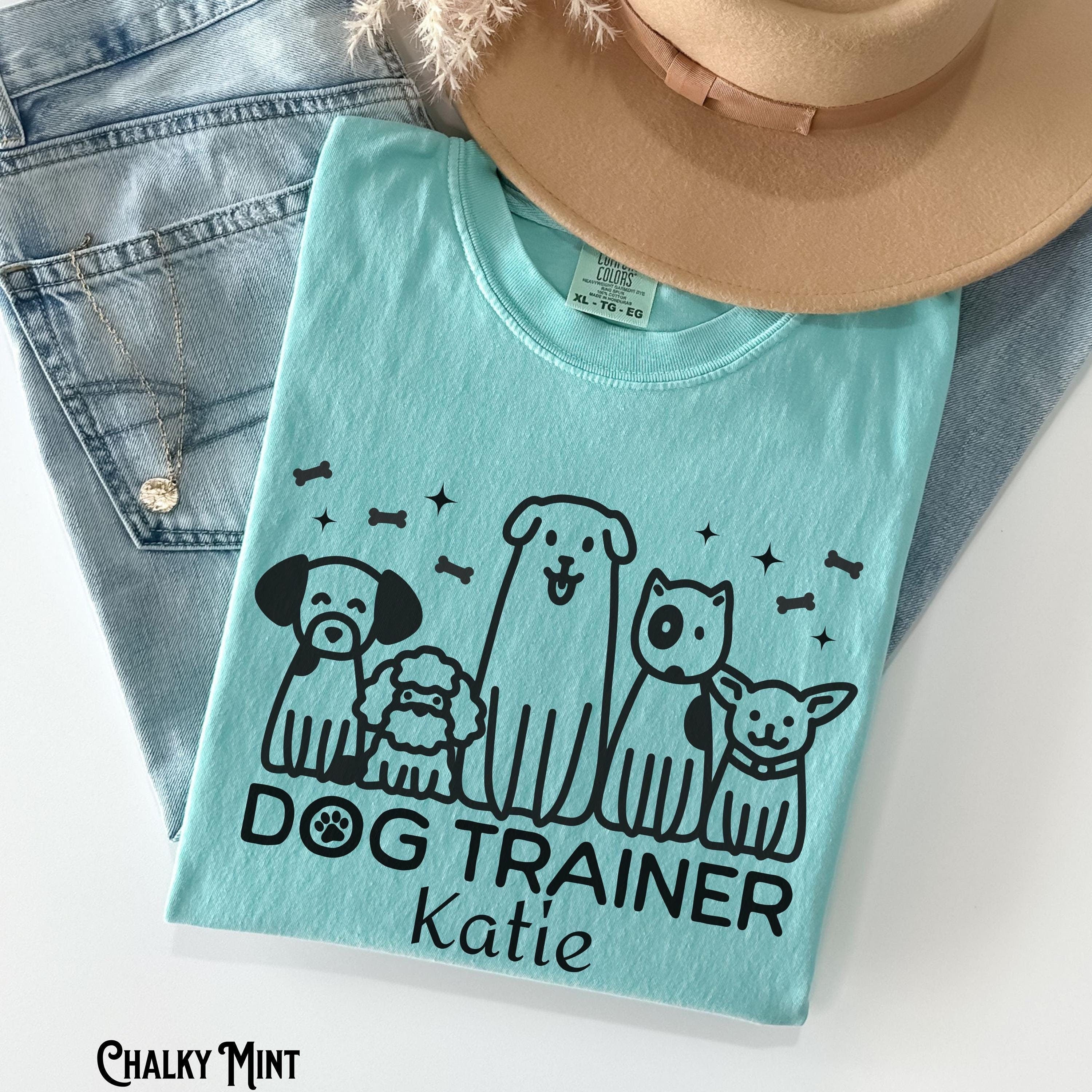 Dog Trainer Personalized Name Custom Puppy Training Discipline Obedience Pet Sitting Walker Animal Lover Gift Graphic Tee – Feel-Good Design · Perfect For Daily Wear