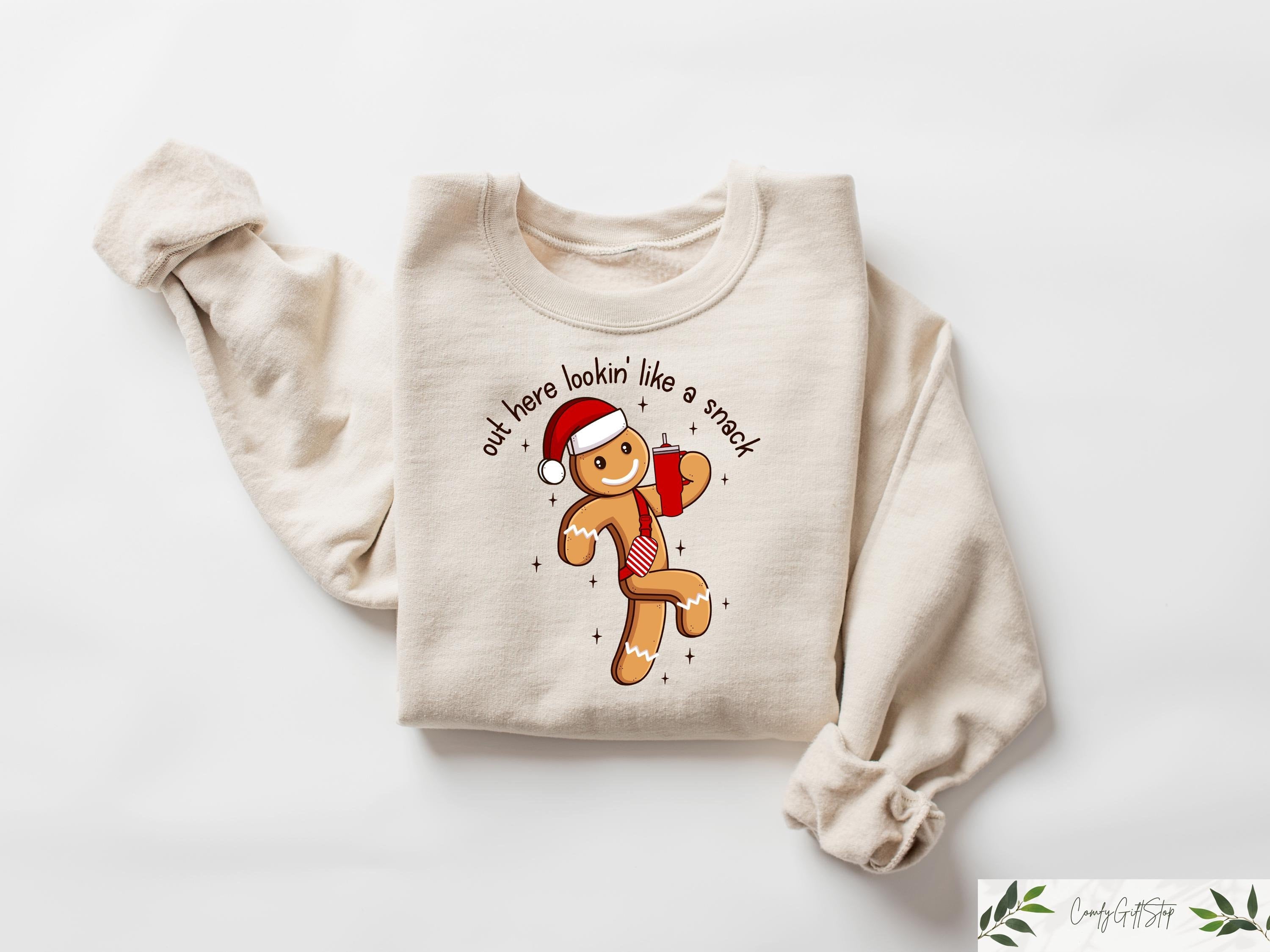Boojee Out Here Lookin Like A Snack Sweatshirt Christmas Gingerbread Tee Christmas Crewneck Holiday Season Sweater Funny Christmas Gift Sweatshirt – Aesthetic Look · Perfect For Daily Wear