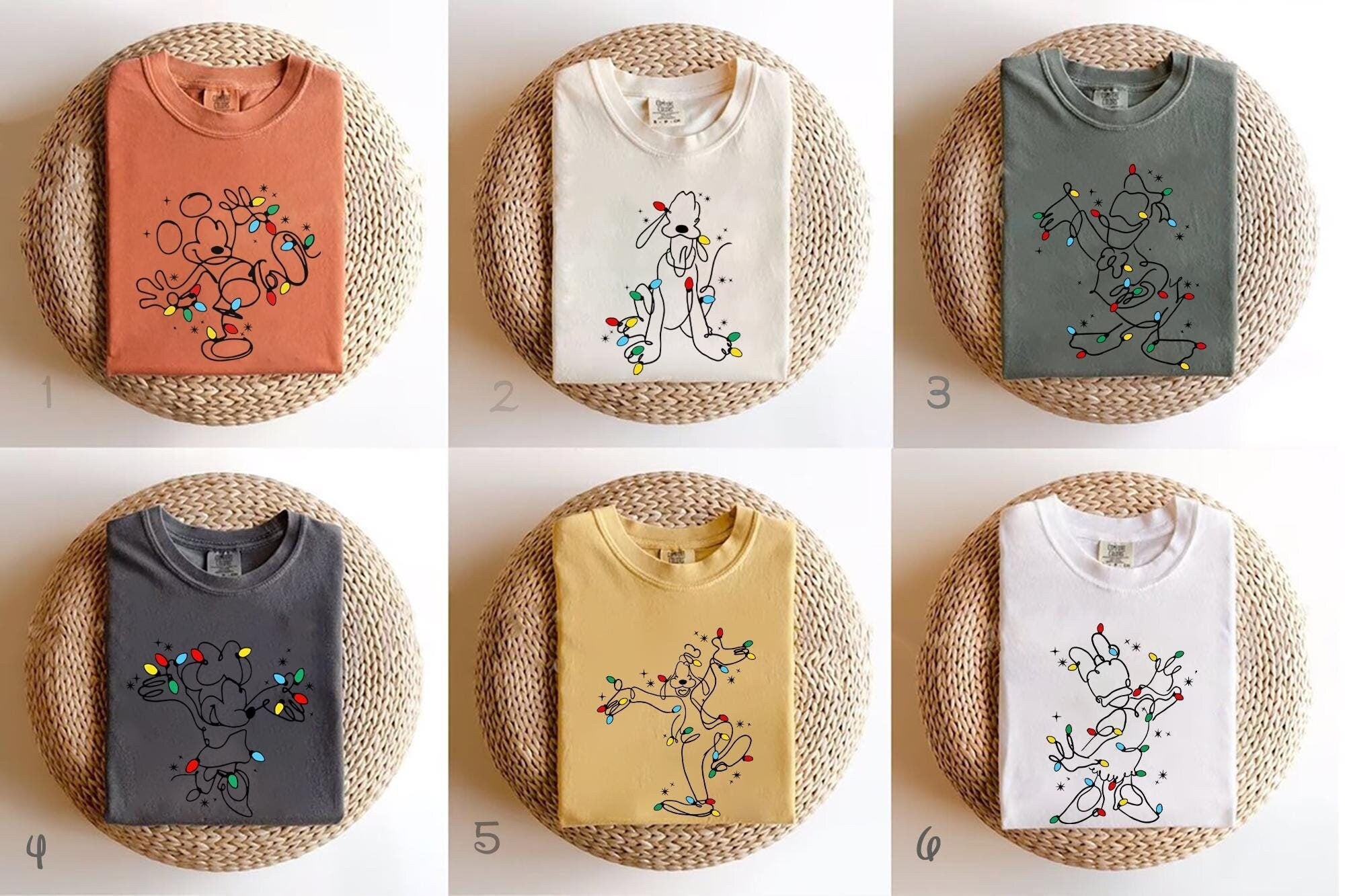 Mickey and Friends Christmas Lights Shirt Family Match Christmas Tee Disneyland Christmas Trip Mickey Lights T Shirt Goofy Minnie Pluto Tee Graphic Tee – Aesthetic Look · High-Quality Print