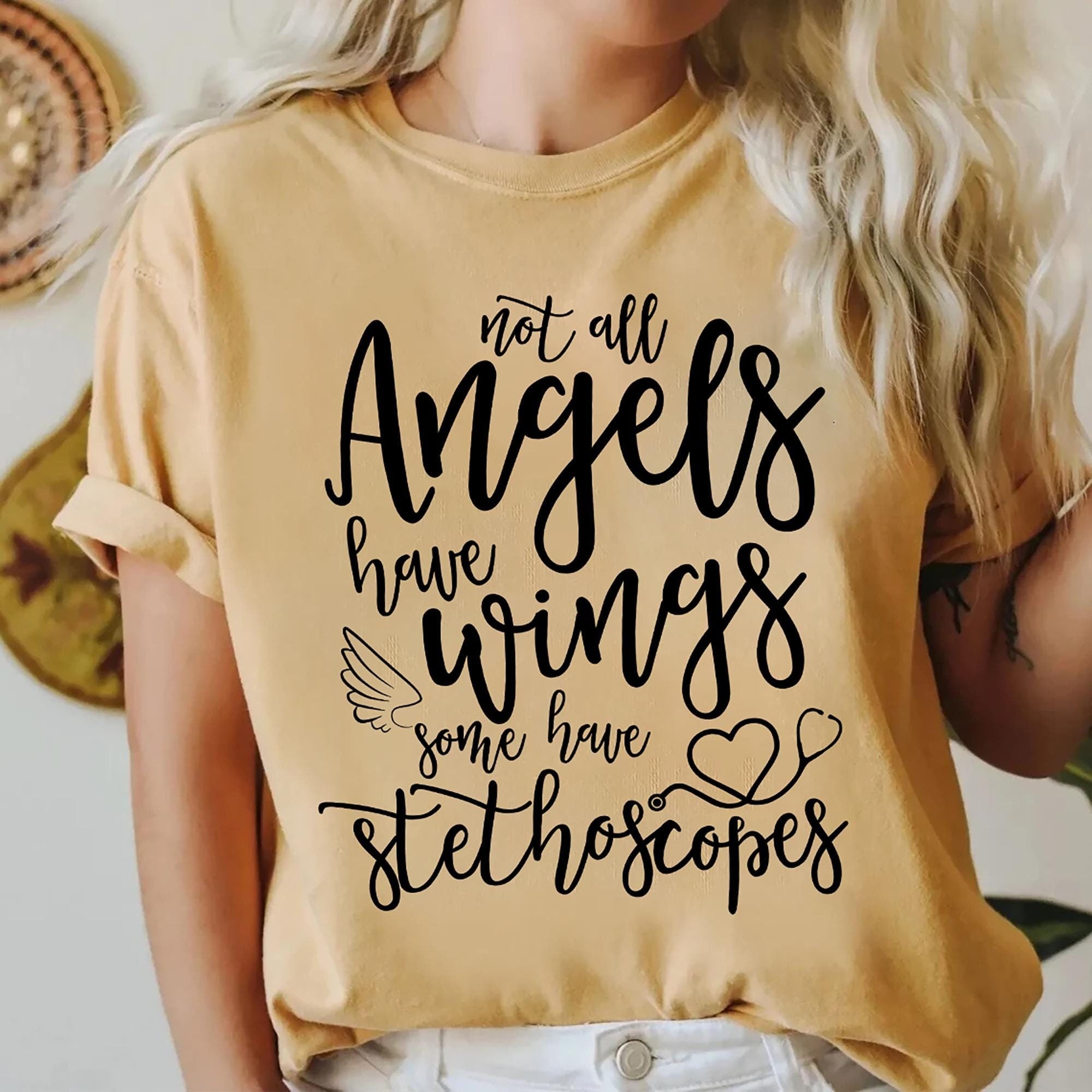 Not All Angels Have Wings Some Have Stethoscopes Shirt Funny Nurse Shirt Nurse Life Shirt Nurse Tee Gift For Nurse Graphic Tee – Bold Style · Top Pick For Any Outfit